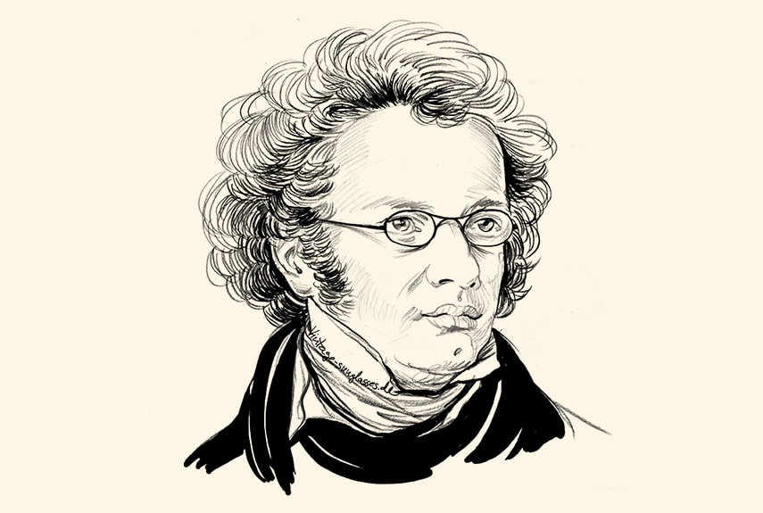 Franz Schubert with panto eyeglasses