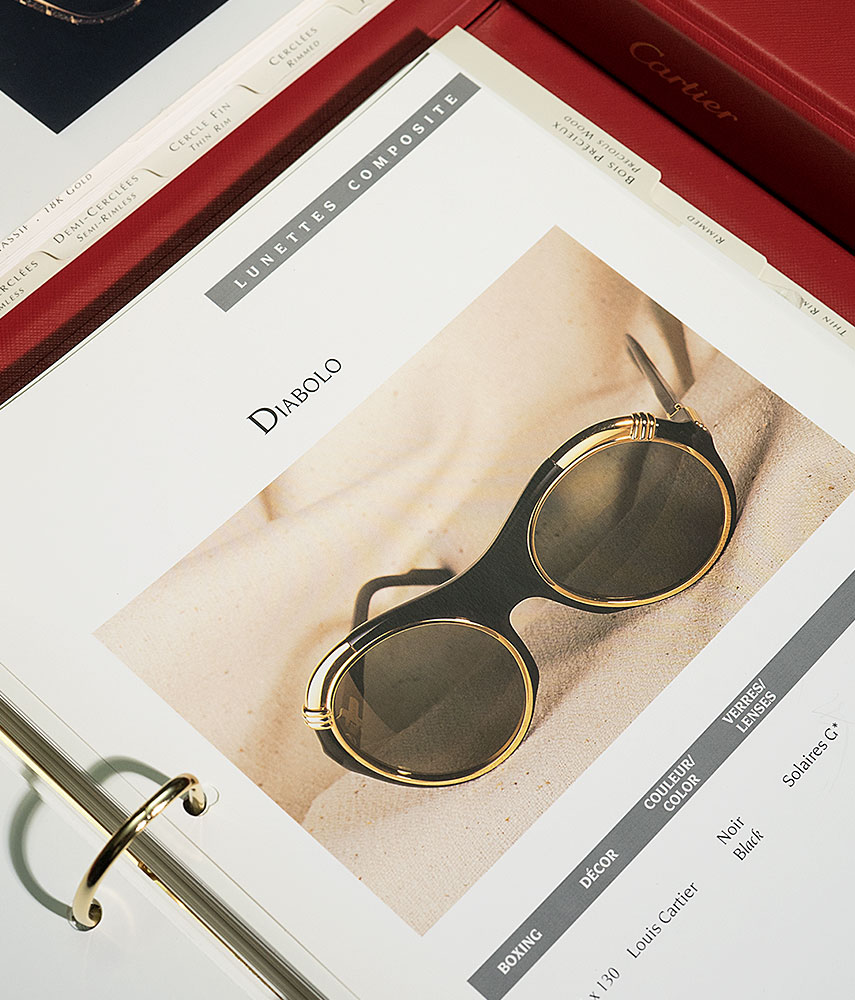Detail from an old catalogue of Cartier glasses