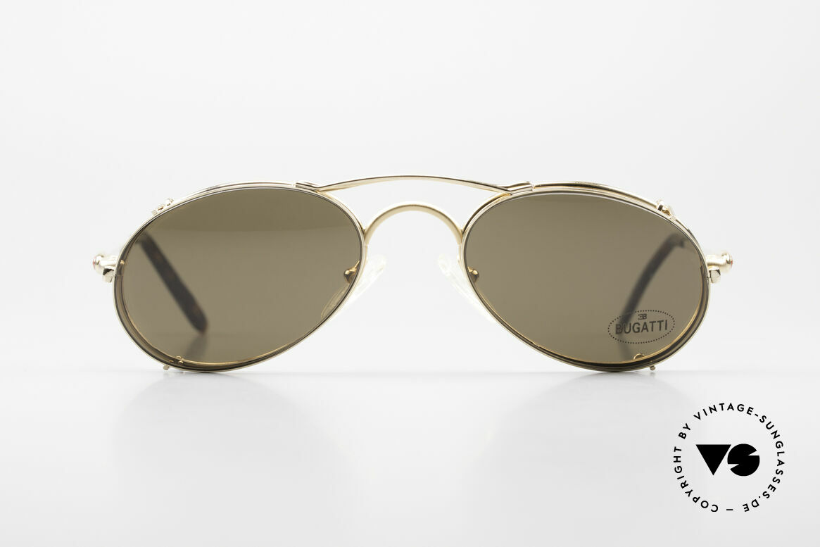 Bugatti 23407 Men's Eyeglasses With Clip On, unworn (like all our rare vintage Bugatti eyewear), Made for Men