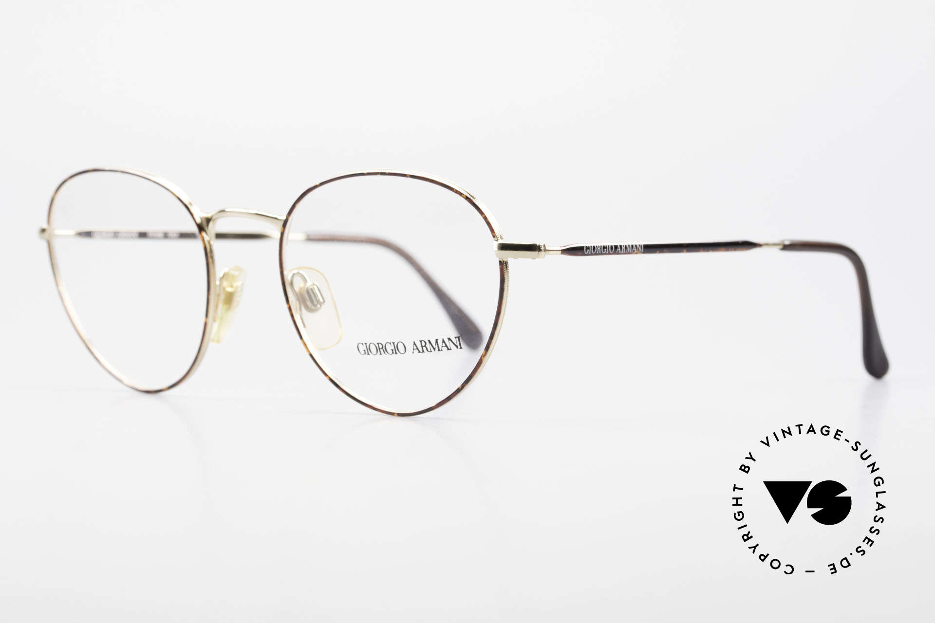 Giorgio Armani 165 Panto Vintage Glasses 80s 90s, noble 'chestnut brown/tortoise/gold' frame coloring, Made for Men