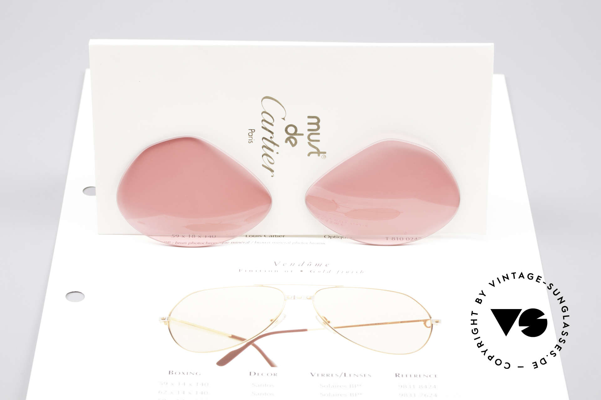 Cartier Vendome Lenses - M Pink Sun Lenses, pink tinted (so, you can see the world thru pink glasses), Made for Men and Women