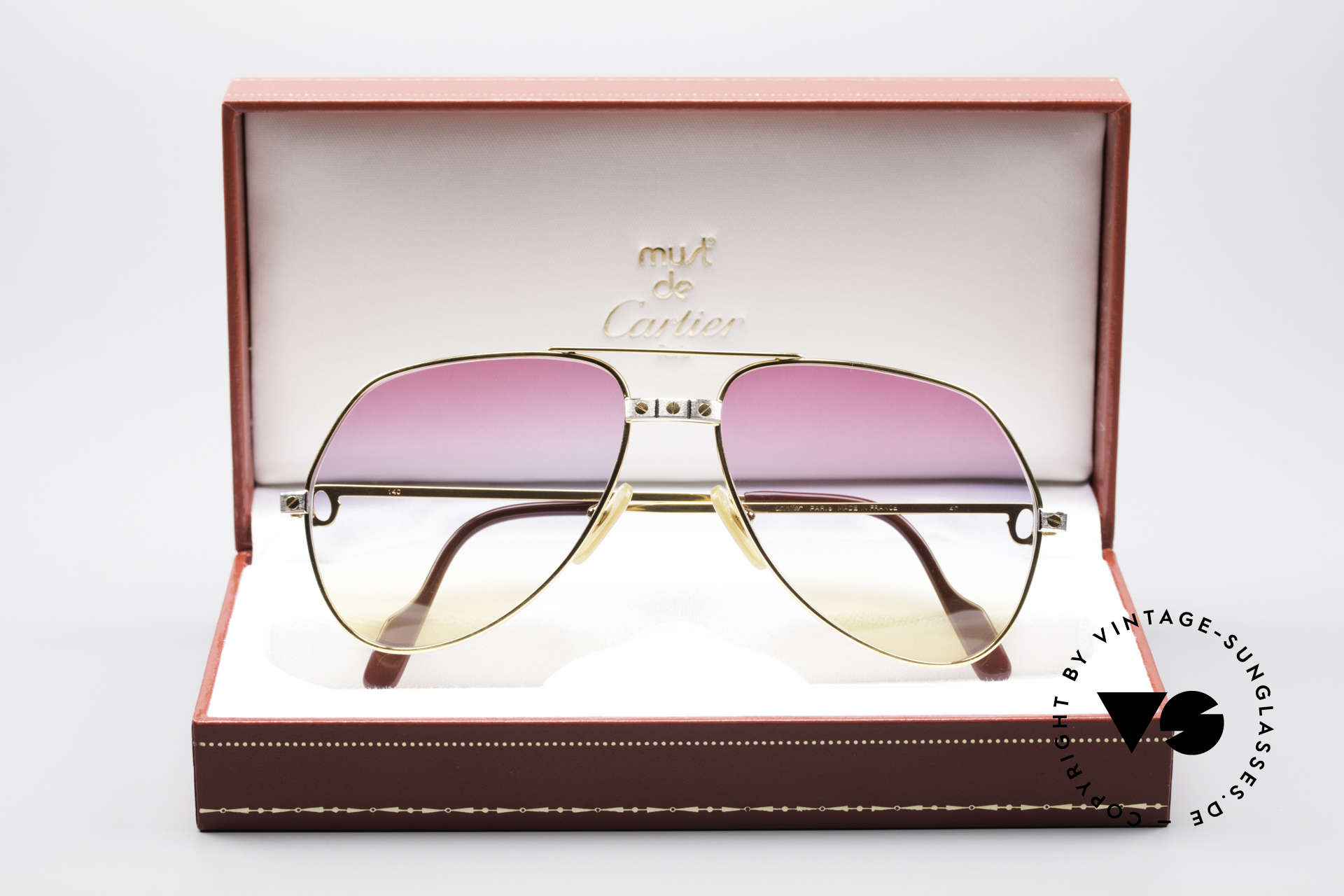 Sunglasses Cartier Vendome Santos M Rare 80's Aviator Shades