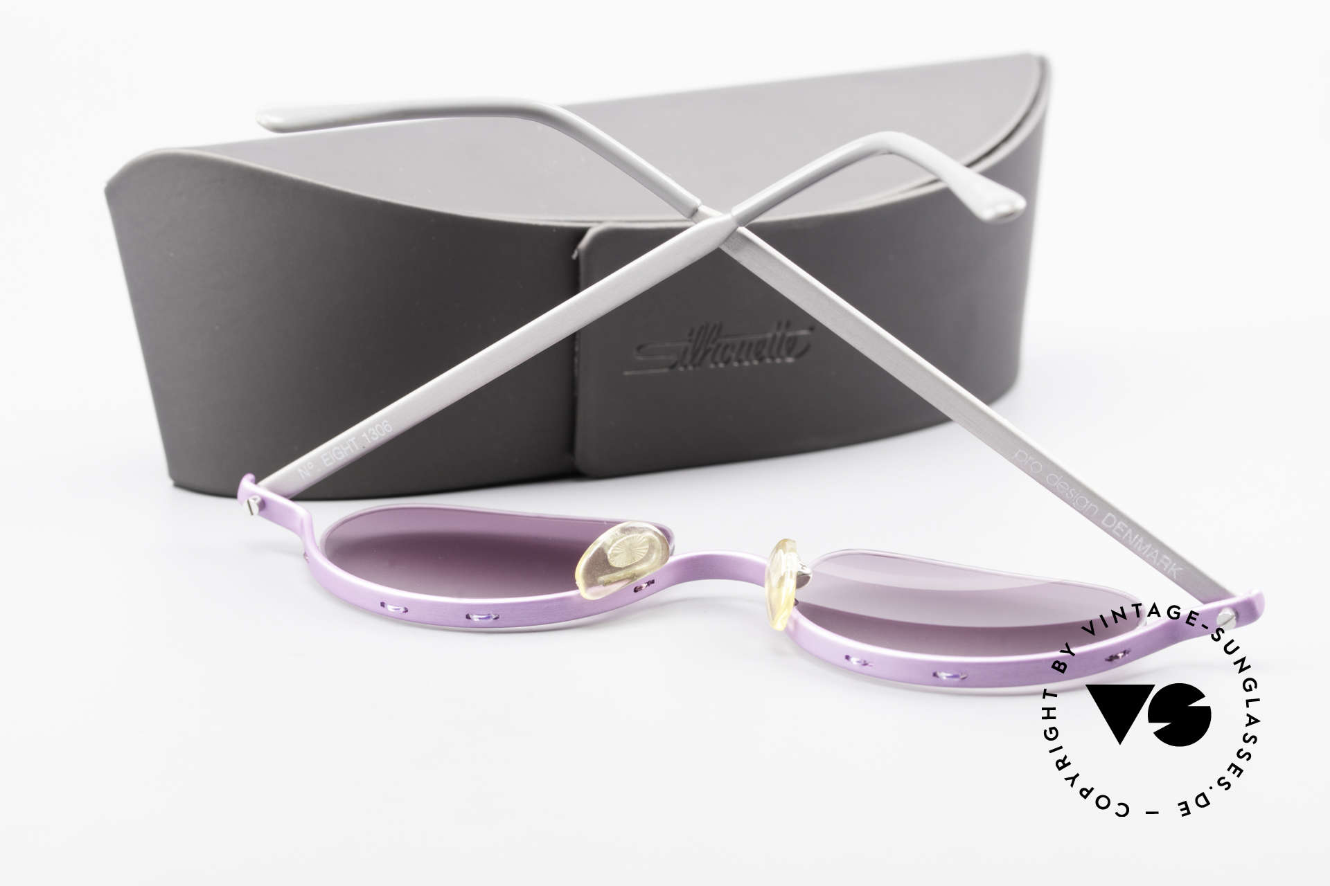 ProDesign No8 Gail Spence Design Shades, pink-purple-gradient sun lenses and Silhouette case, Made for Women
