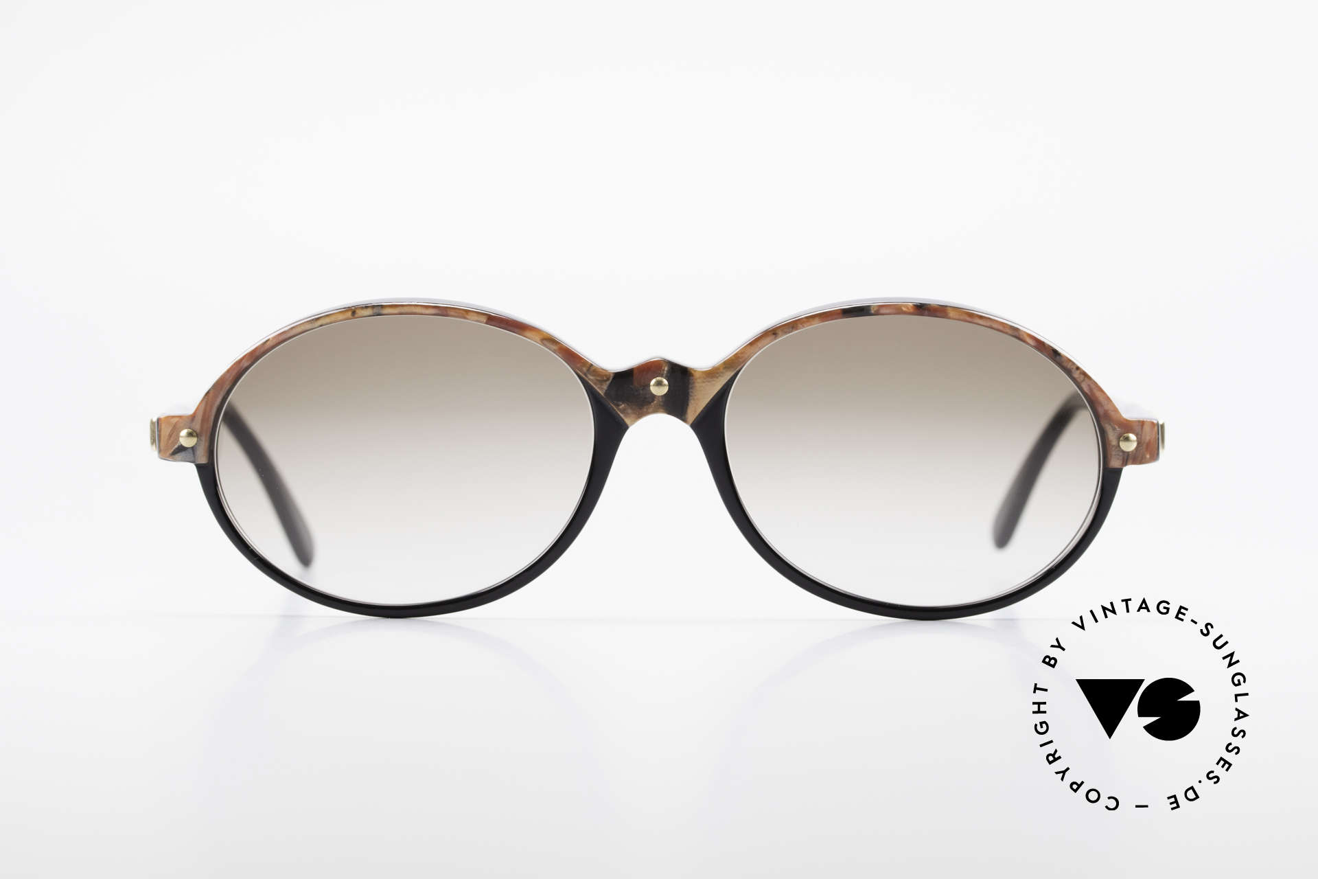 Cazal 328 Oval Vintage Sunglasses 90's, discreet colored (black / brown-marble / gold), Made for Women