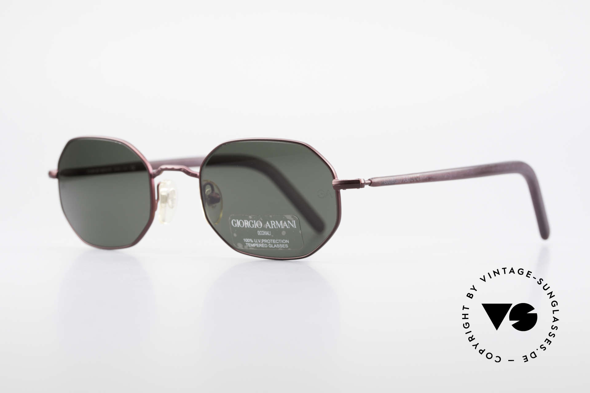 Giorgio Armani 664 Octagonal Vintage Sunglasses, mineral lenses (100% UV prot.) with GA engravings, Made for Men and Women