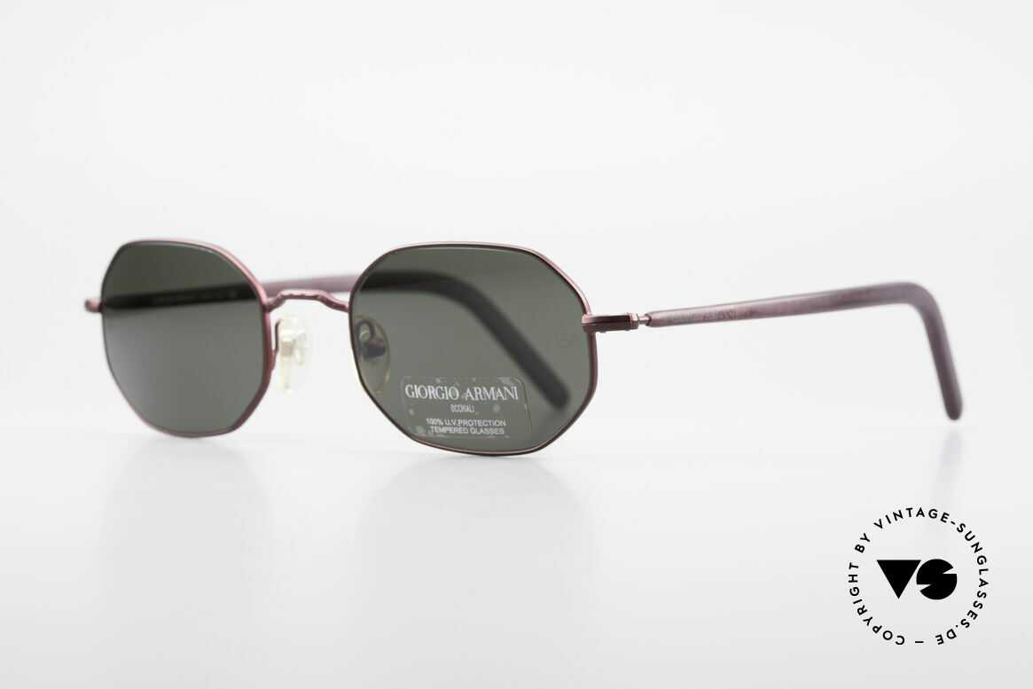 Giorgio Armani 664 Octagonal Vintage Sunglasses, mineral lenses (100% UV prot.) with GA engravings, Made for Men and Women