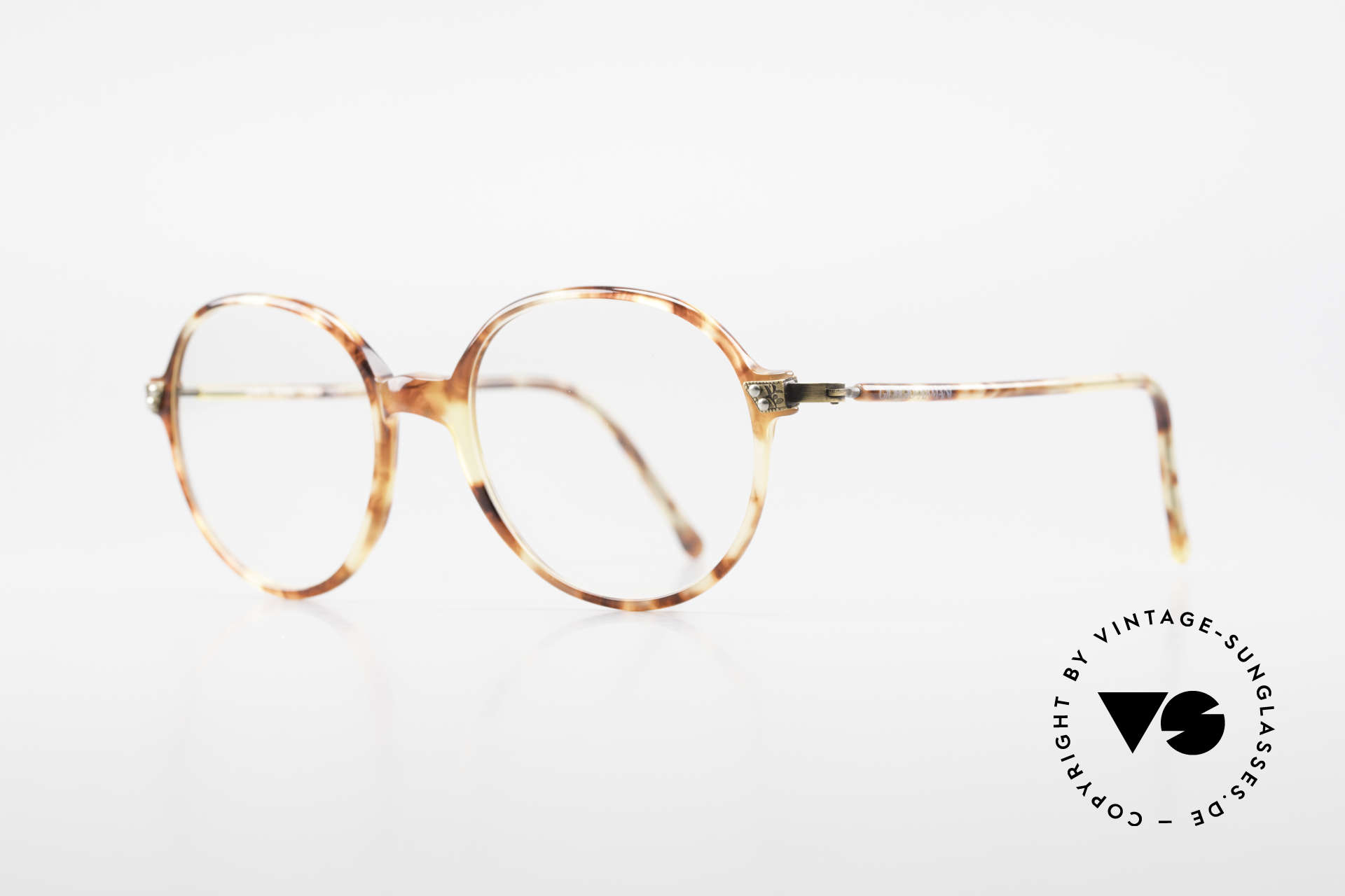 Giorgio Armani 334 Vintage Round Eyeglass-Frame, very elegant tortoise frame texture with brass hinges, Made for Men and Women