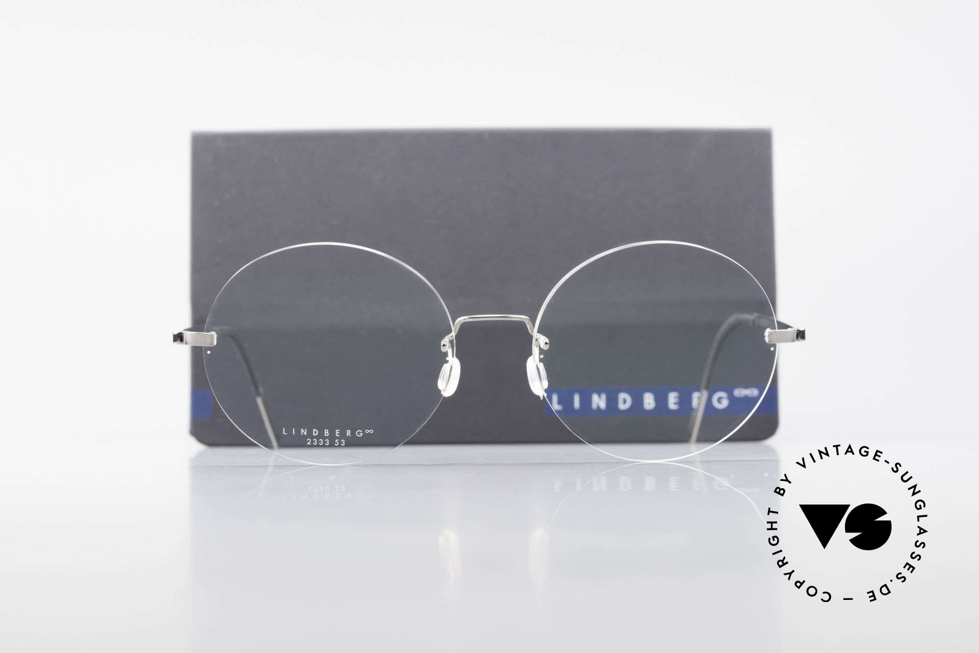 Lindberg 2333 Spirit Titan Round Rimless Titanium Frame, resilient & flexible frame (lens shape can be modified), Made for Men and Women