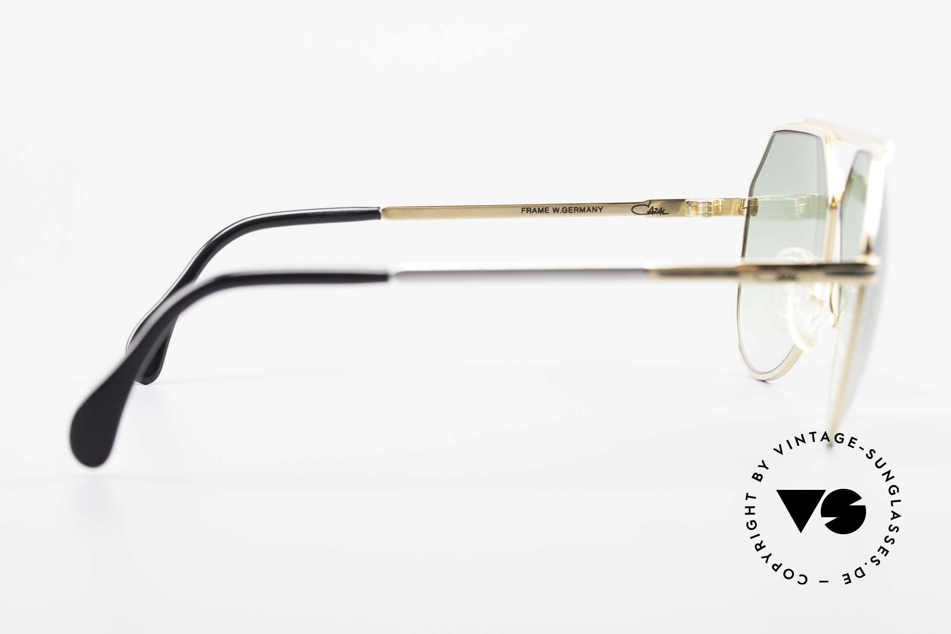 Cazal 733 Gold Plated 80's Sunglasses, green-gradient sun lenses (for 100% UV protection), Made for Men