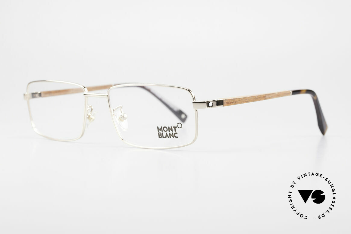 Montblanc MB389 Gold-Plated Wood Glasses Men, gold-plated metal frame with wood temples; 20g only, Made for Men
