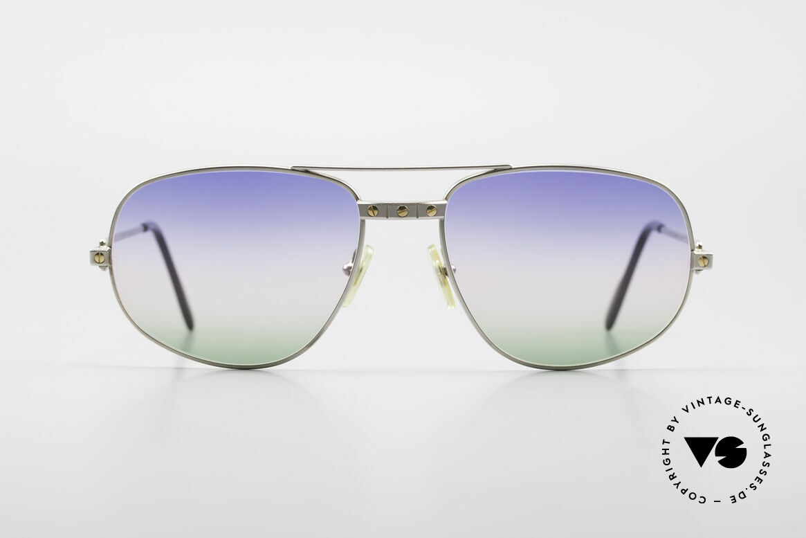 Cartier Romance Santos - L Palladium Shades Tricolored, original Cartier vintage luxury sunglasses from 1988, Made for Men
