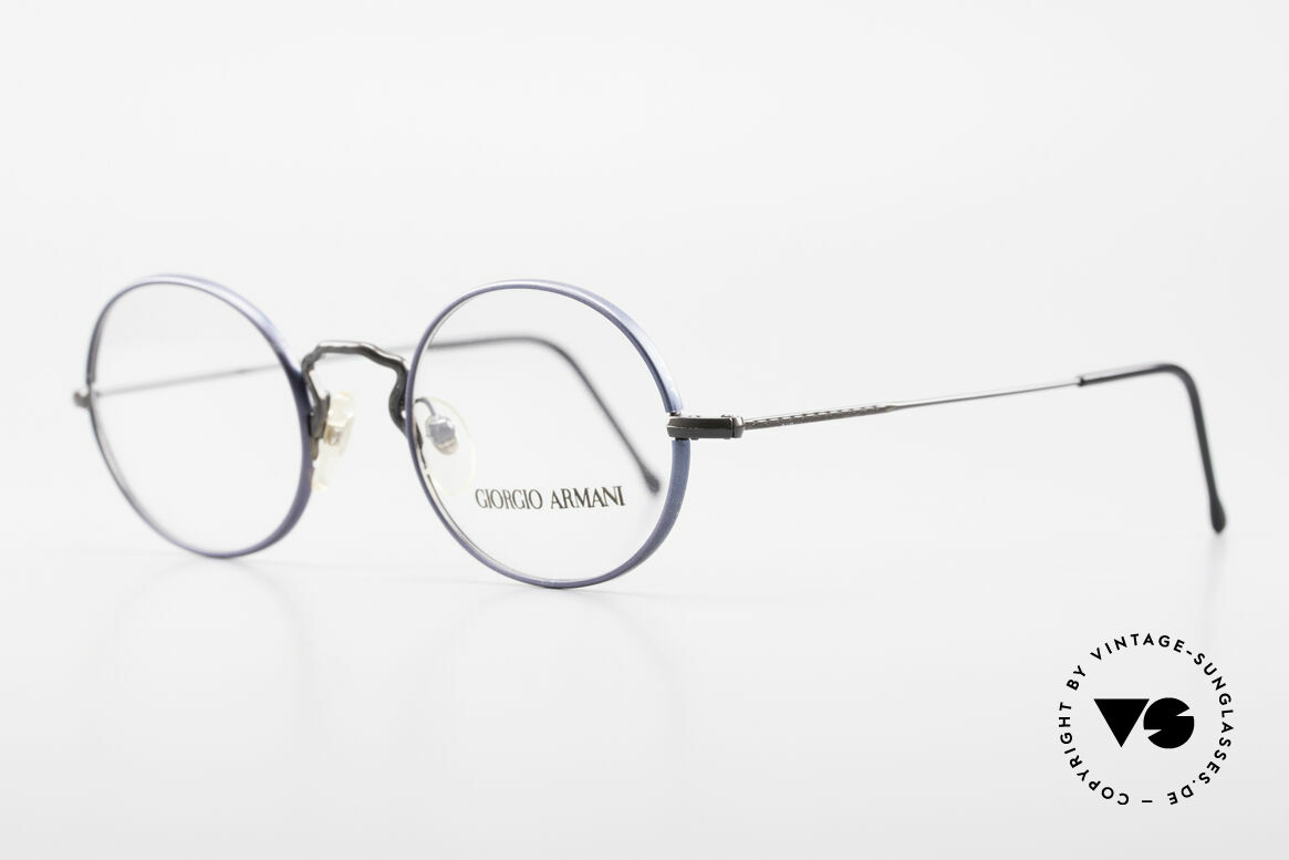 Giorgio Armani 247 No Retro Eyeglasses 90's Oval, frame with subtle engravings & with dark blue rings, Made for Men and Women