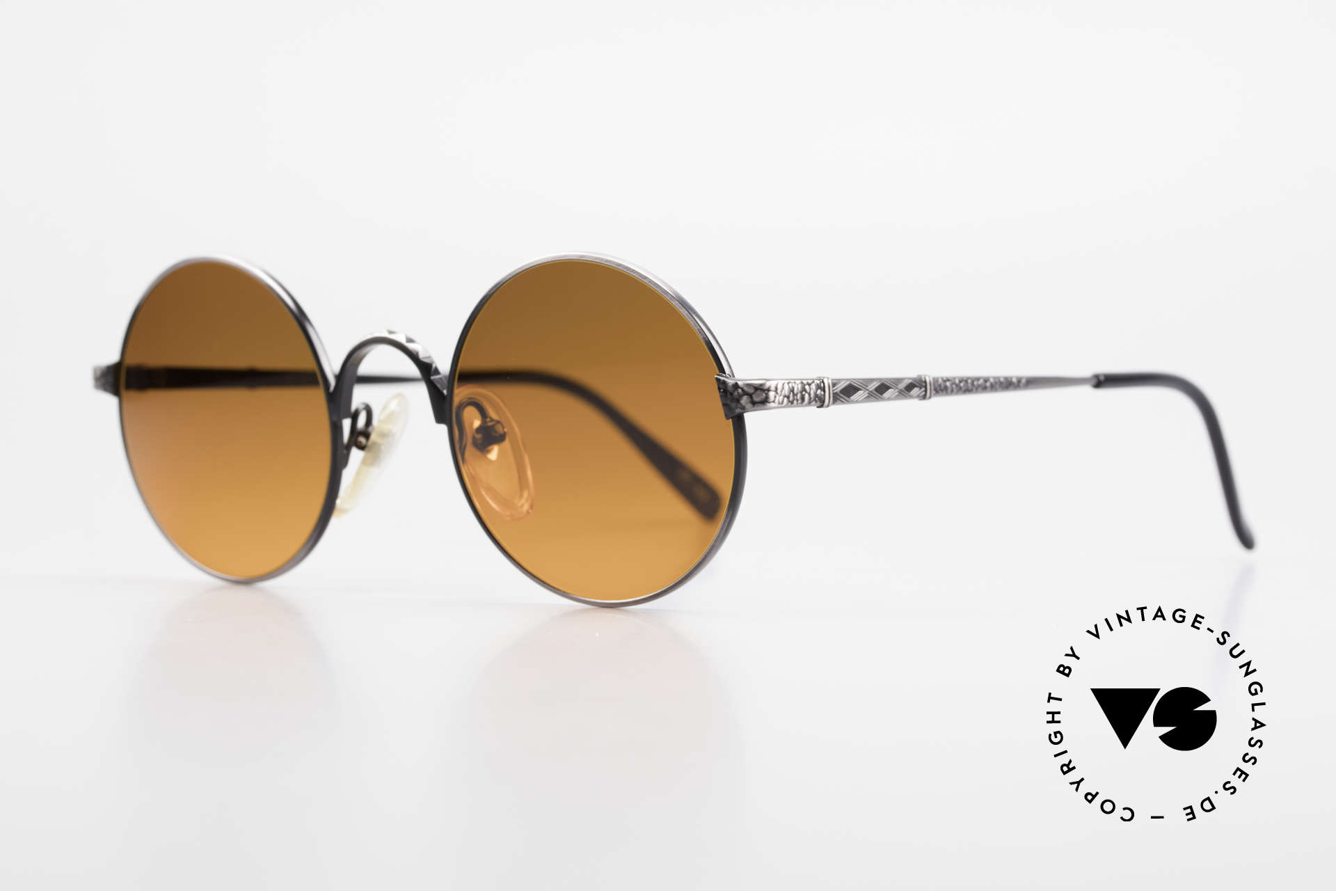 Jean Paul Gaultier 55-9671 Round 90's JPG Sunglasses, 'smoke silver' finish and SUNSET sun lenses, Made for Men and Women