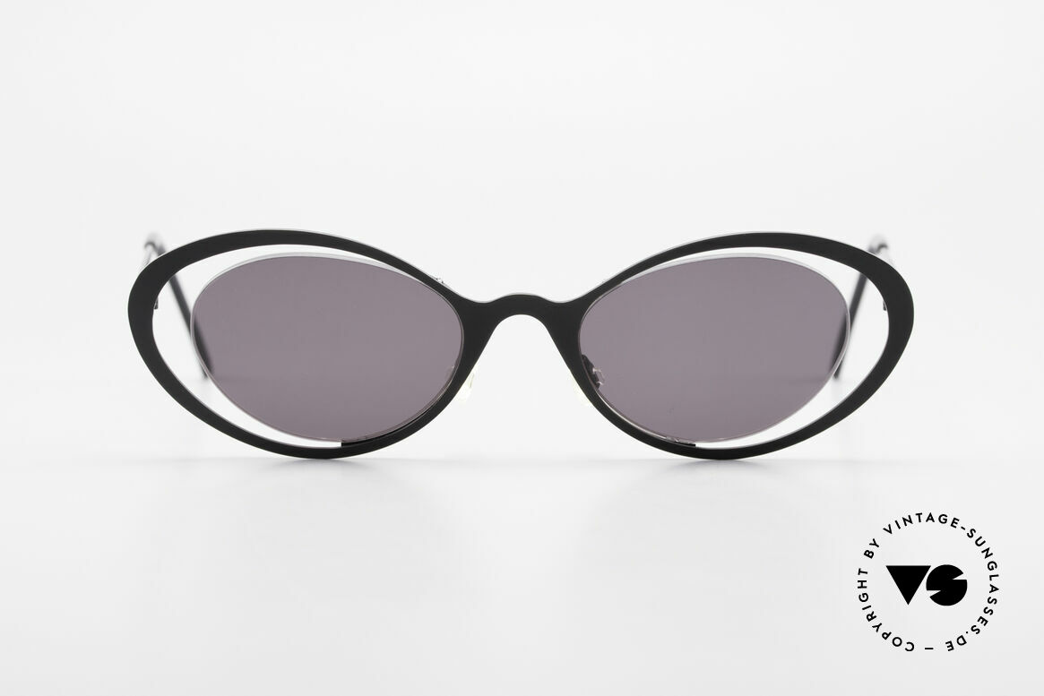 Theo Belgium LuLu Rimless Cateye Sunglasses 90s, fancy model: "rimless" & "rimmed" at the same time, Made for Women