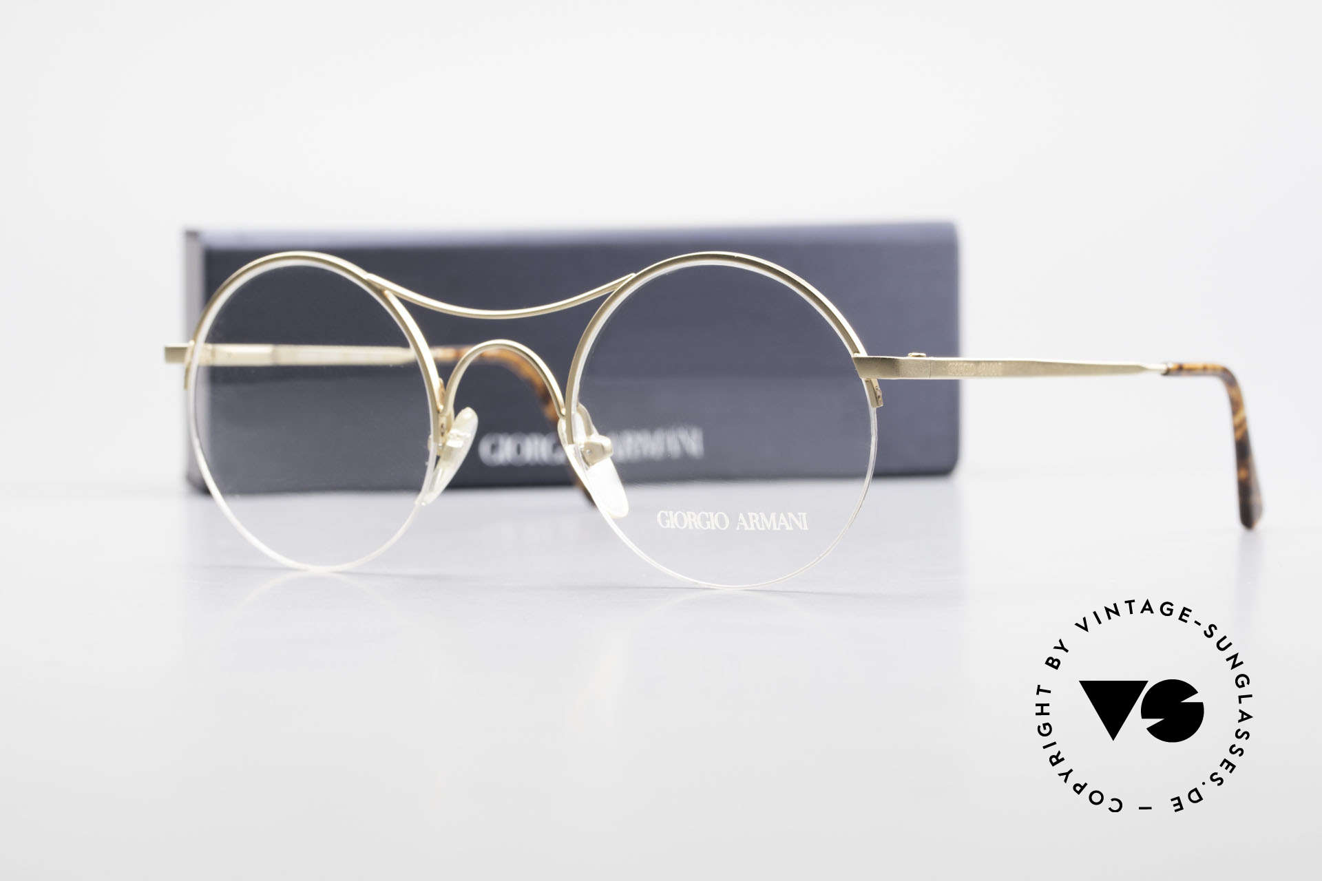 giorgio armani wire framed round glasses