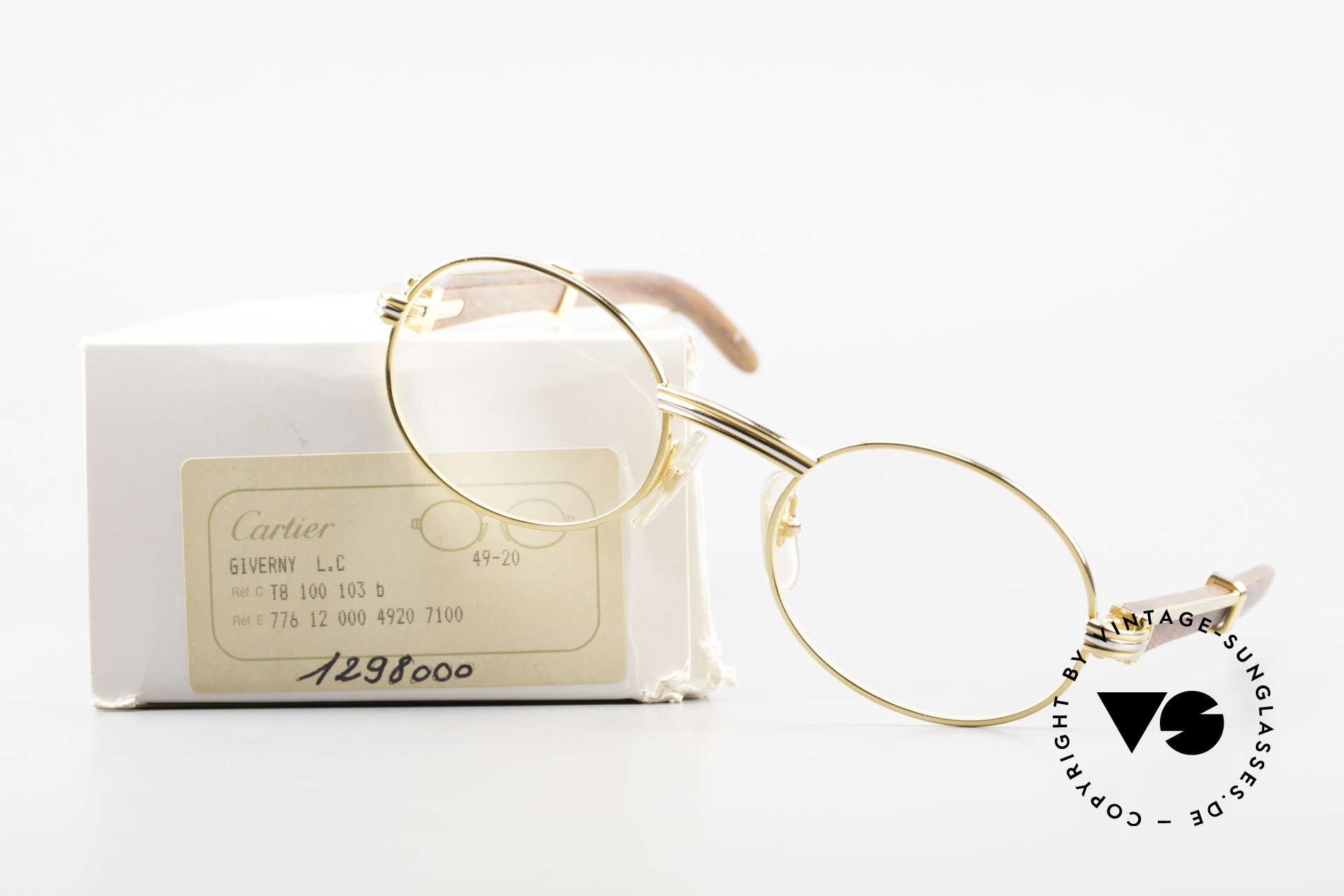 Glasses Cartier Giverny Oval Wood Glasses Gold Plated