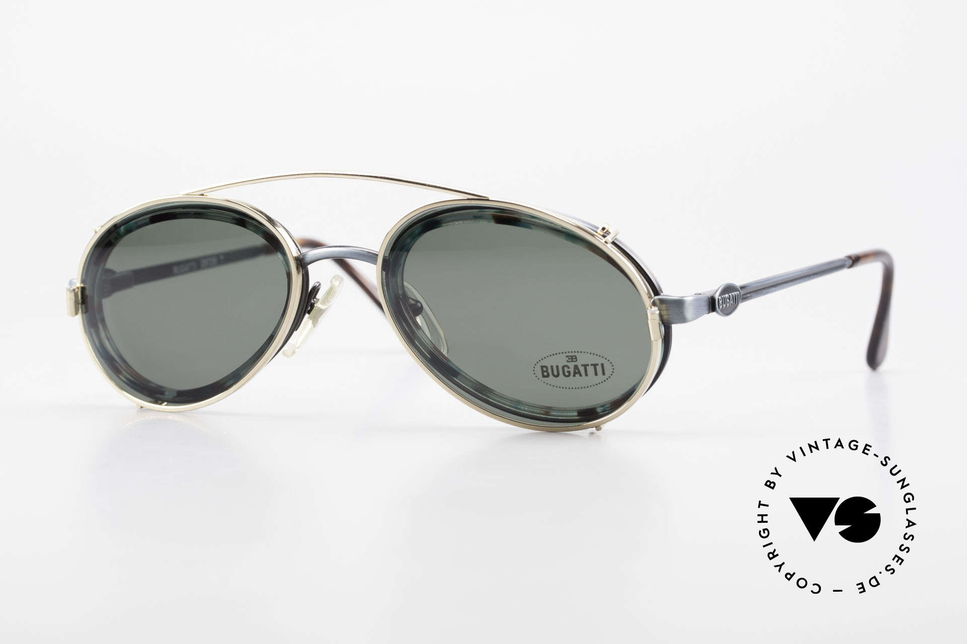 Bugatti 05728T 90's Men's Eyeglasses Sun Clip, remarkable BUGATTI vintage 90's designer eyeglasses, Made for Men