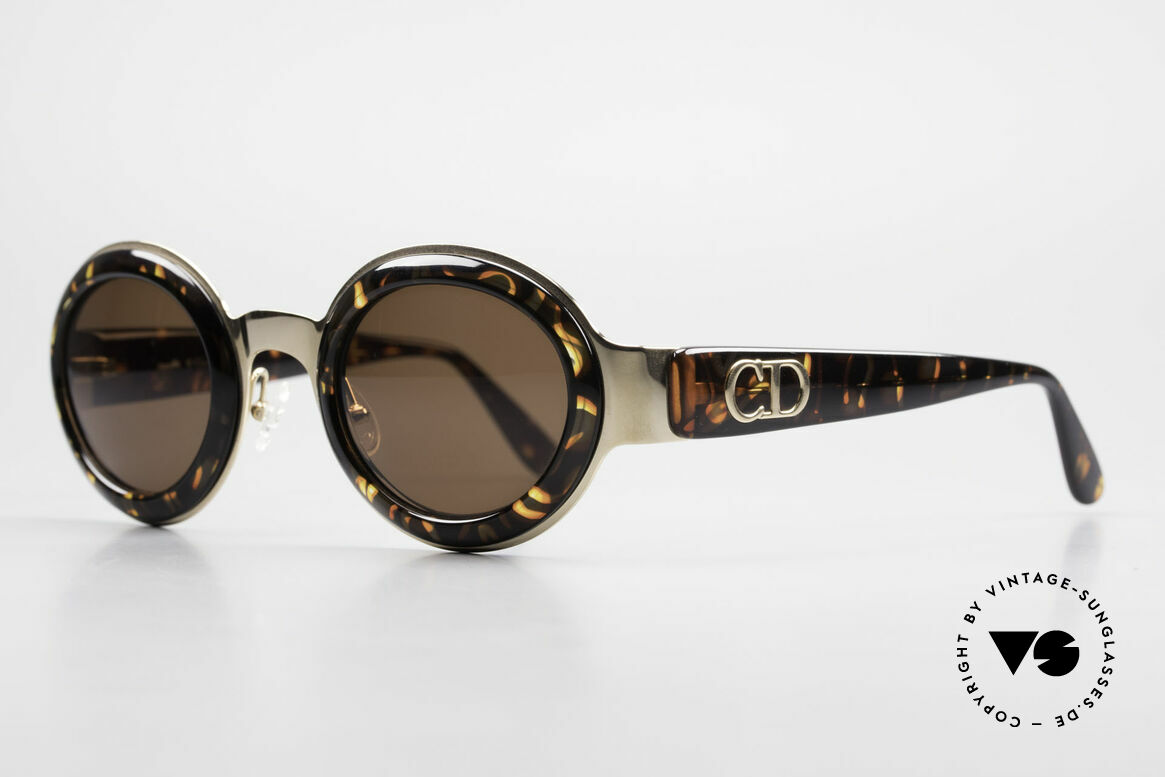 Christian Dior 2037 Round Ladies Sunglasses 90's, great combination of materials, colors and pattern, Made for Women