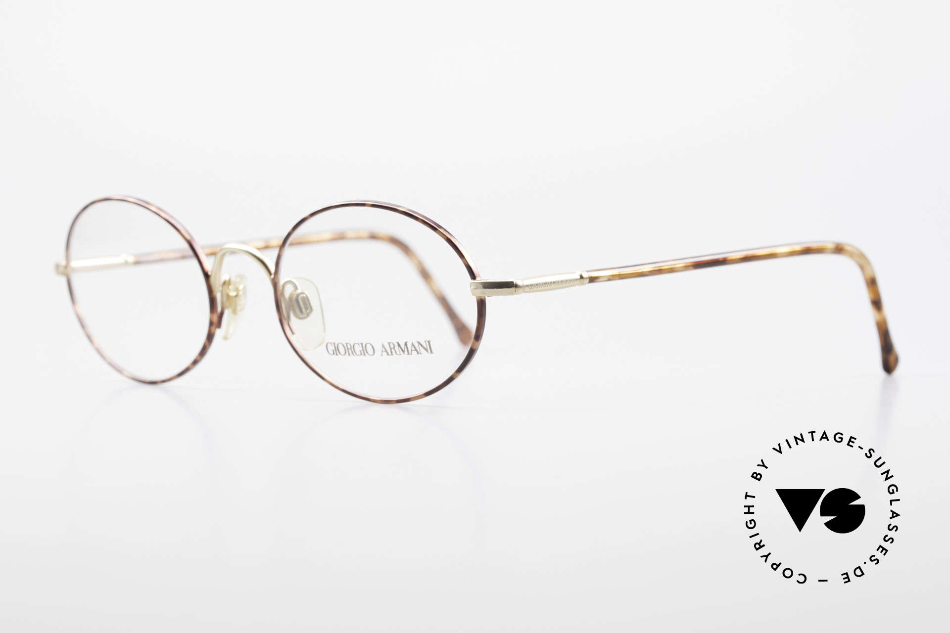 Giorgio Armani 189 Classic Oval Designer Frame, elegant color combination of chestnut brown & gold, Made for Men
