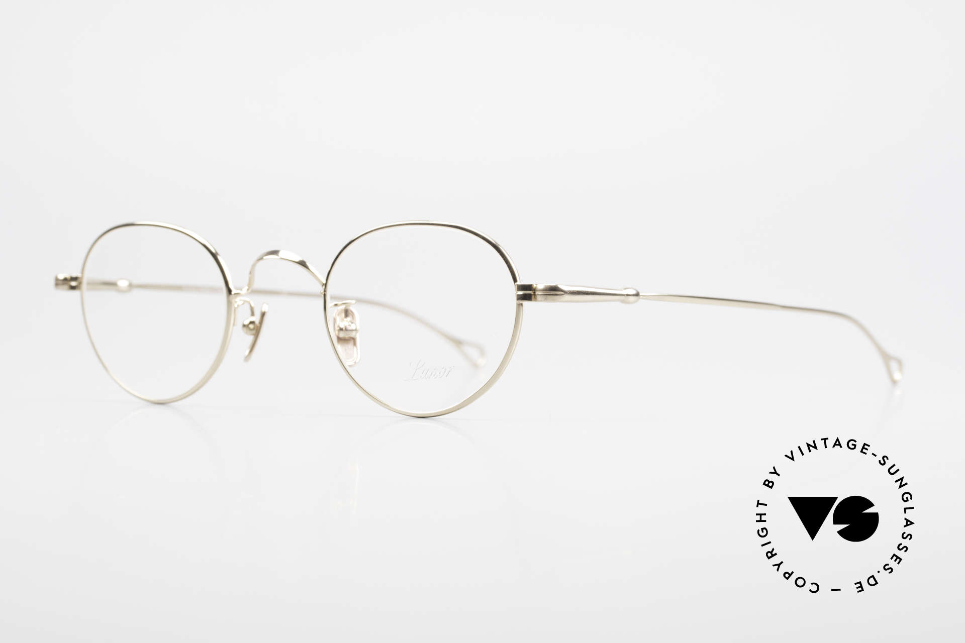 Lunor V 107 Panto Eyeglasses Gold Plated, model V 107: very elegant Panto glasses for gentlemen, Made for Men