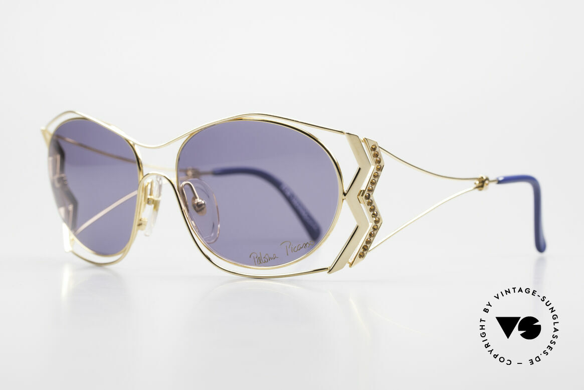Paloma Picasso 3707 90's Sunglasses Gold-Plated, probably the most beautiful vintage model by Picasso, Made for Women