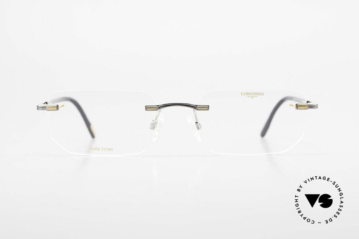 Longines 4238 Rimless 90's Eyeglasses Men, full frame shows with many small quality features, Made for Men