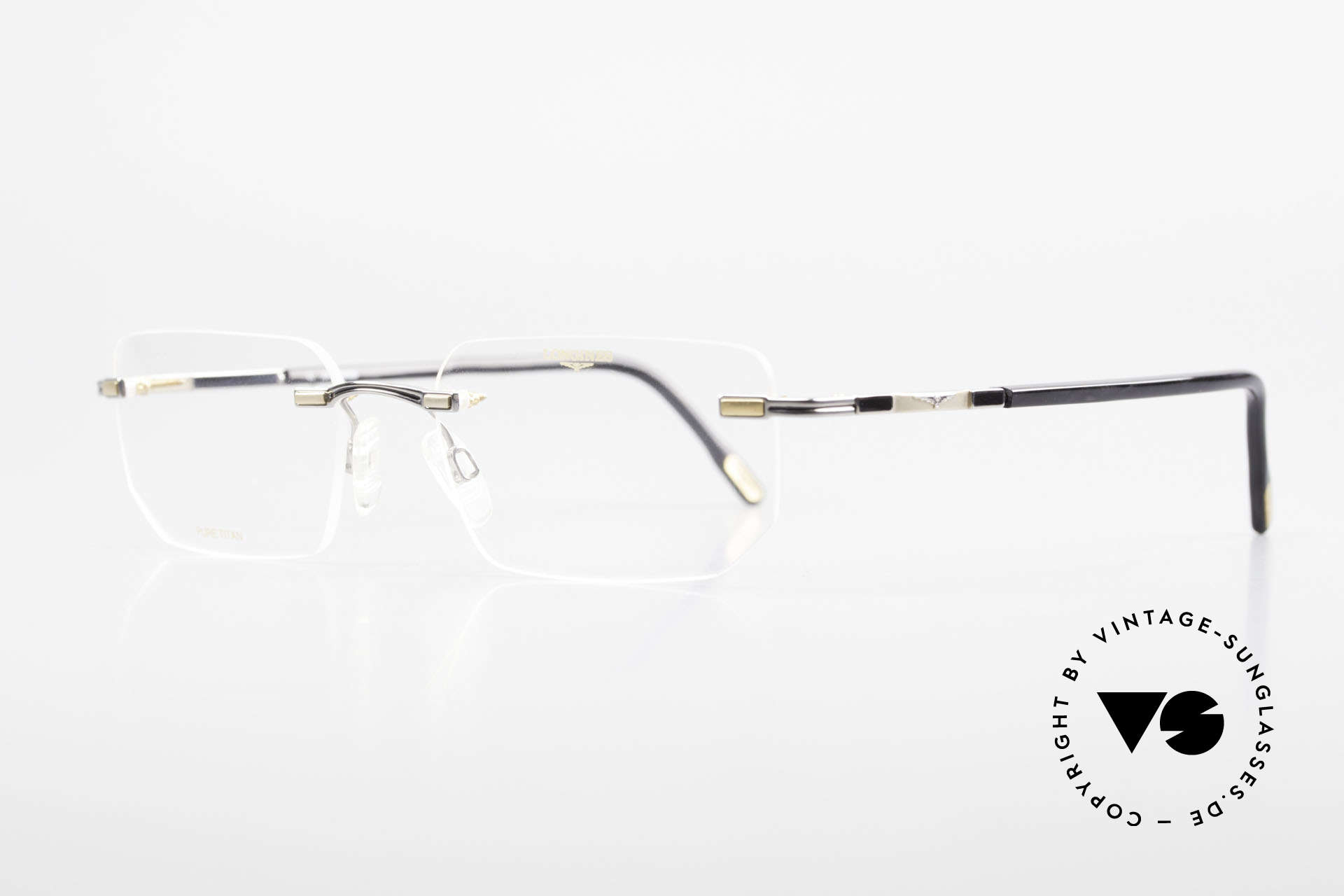 Longines 4238 Rimless 90's Eyeglasses Men, a timeless OLD ORIGINAL in titan/gold & dark gray, Made for Men