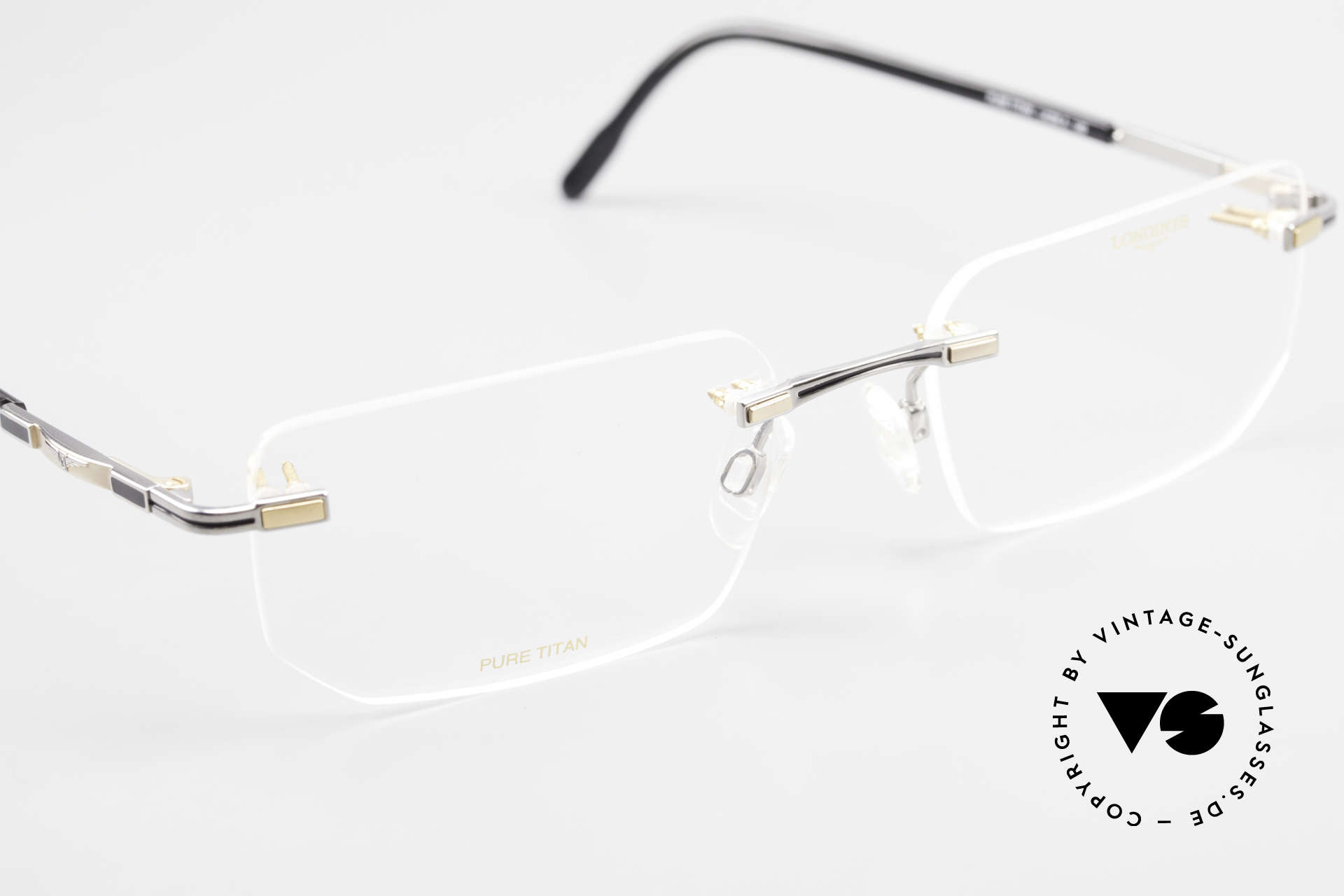 Longines 4238 Rimless 90's Eyeglasses Men, the DEMO lenses can be replaced with prescriptions, Made for Men