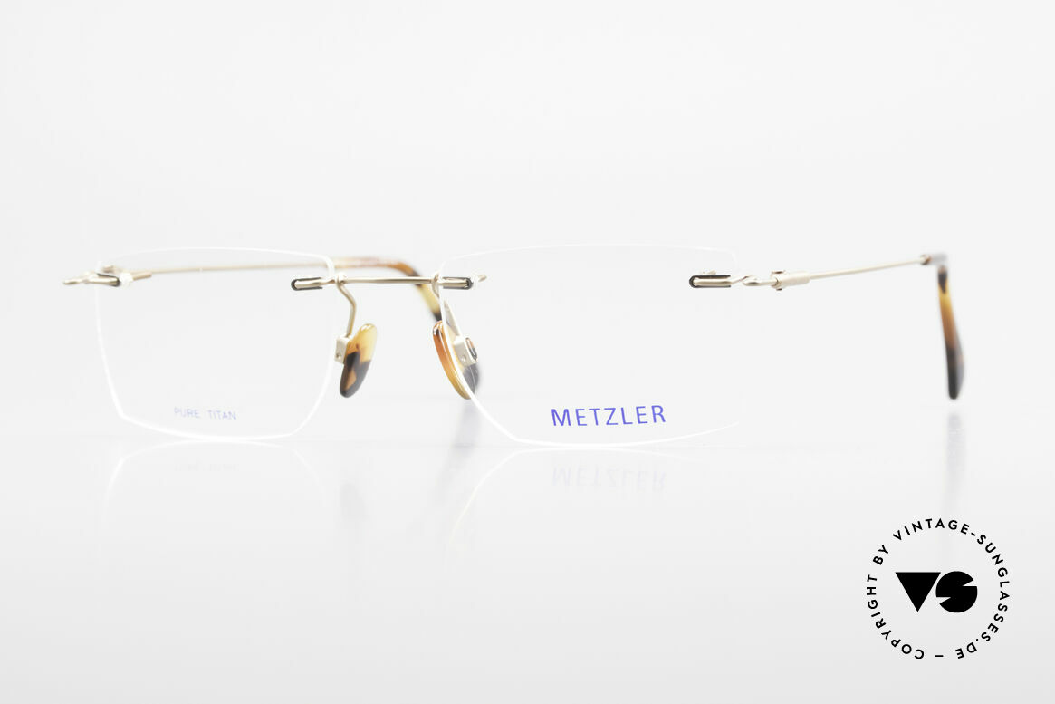 Metzler 1484 Rimless Vintage Glasses Titan, Metzler vintage men's glasses of the 1990's, size 53/21, Made for Men