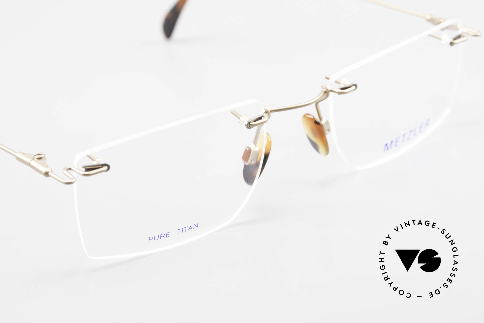 Metzler 1484 Rimless Vintage Glasses Titan, NO RETRO specs, but genuine old VINTAGE commodity, Made for Men