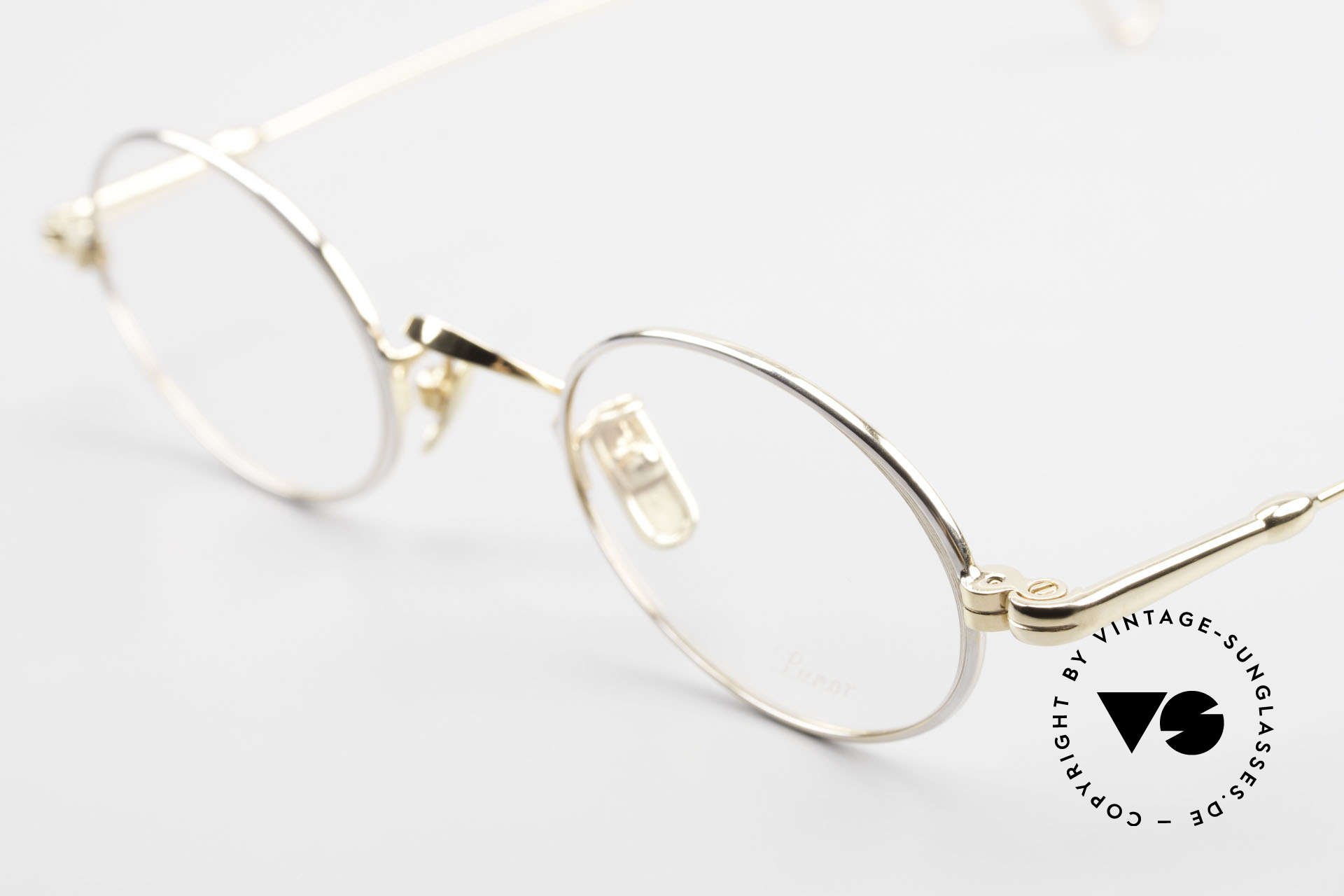 Lunor V 100 Oval Vintage Glasses Bicolor, BICOLOR = PLATINUM plated and 22ct GOLD-PLATED!, Made for Men and Women