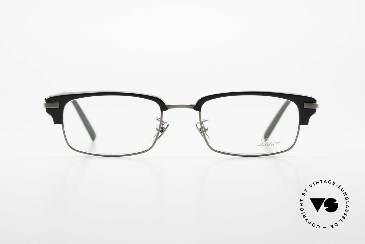 Lunor Combi II Mod 80 Combi Titanium Eyeglasses, black acetate front and all metal parts = 100% Titanium, Made for Men and Women
