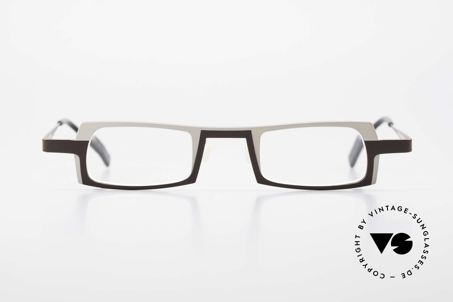 Theo Belgium Wimsey Square Men's Glasses Titanium, striking frame design: white and dark brown finish, Made for Men