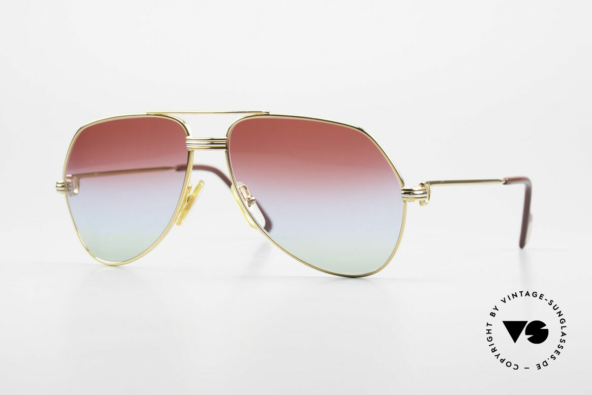 Cartier Vendome LC - S 1980's Sunglasses Tricolored, vintage Cartier Vendome glasses; famous aviator style!, Made for Men and Women