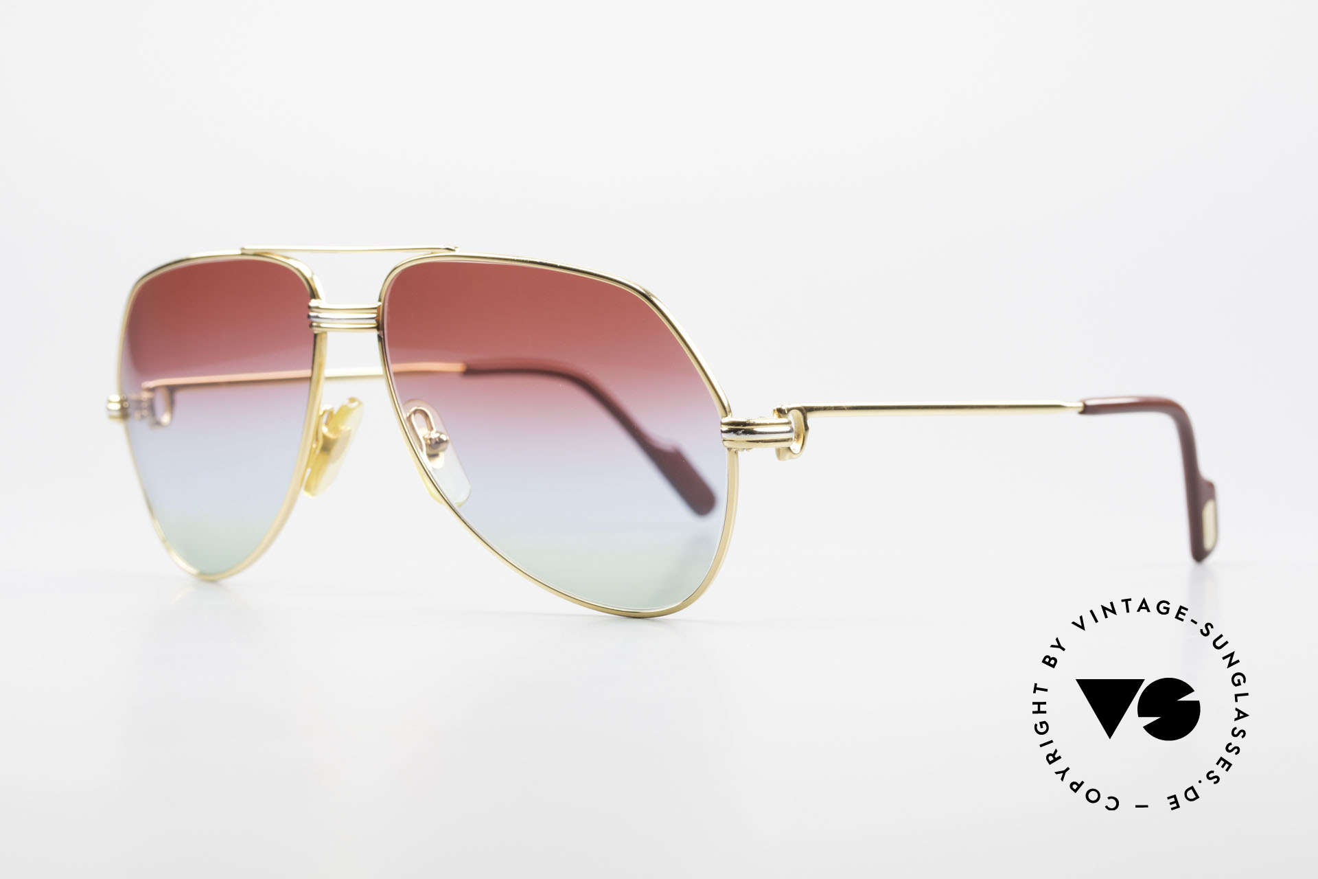 Cartier Vendome LC - S 1980's Sunglasses Tricolored, this pair (Louis Cartier decor): in SMALL size 56-14, 130, Made for Men and Women
