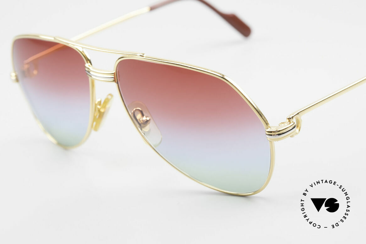 Cartier Vendome LC - S 1980's Sunglasses Tricolored, new fancy triple-gradient sun lenses (like polar lights), Made for Men and Women