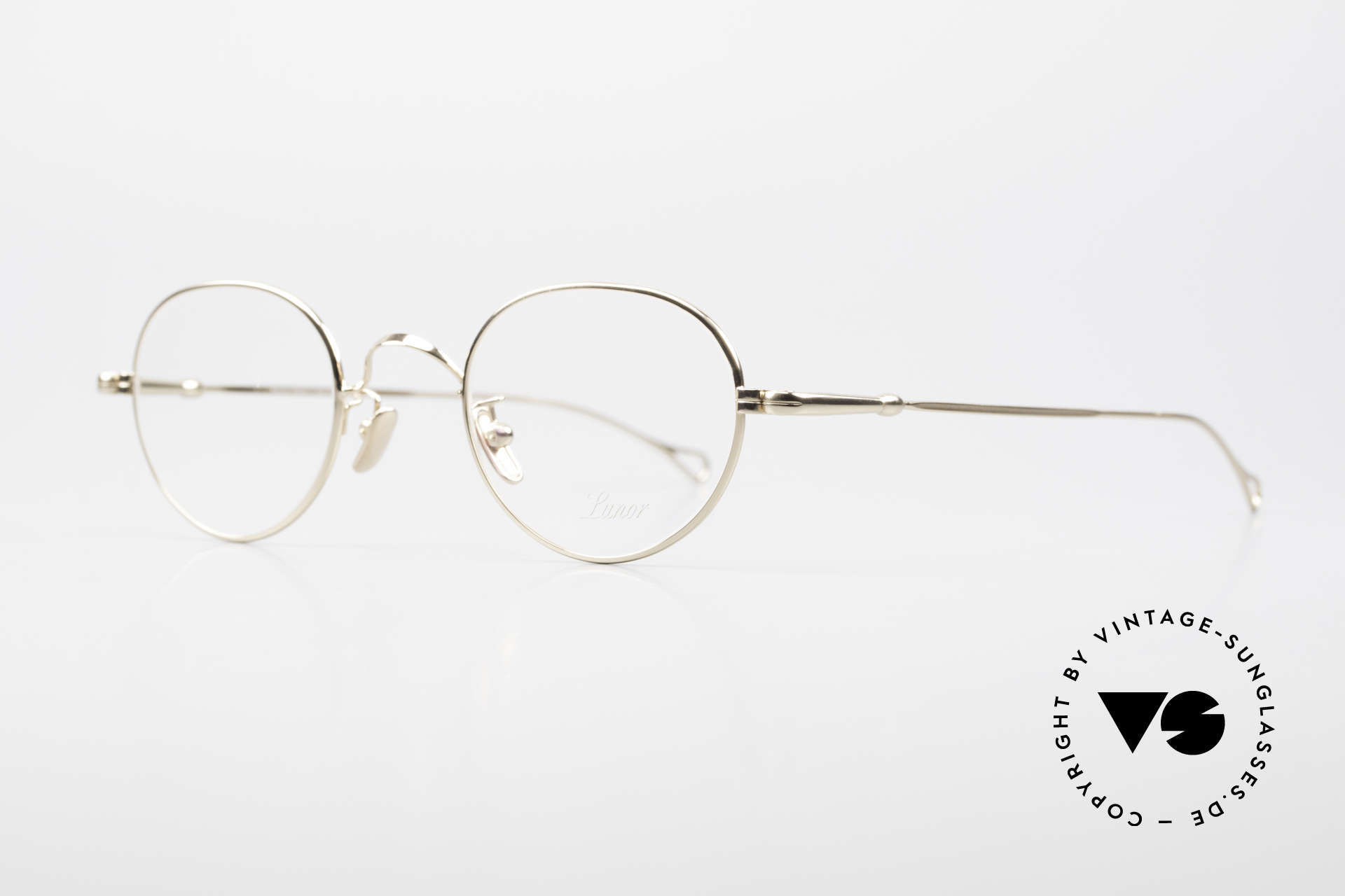 Lunor V 108 Gold Plated Glasses Titanium, model V 108: very elegant Panto glasses for gentlemen, Made for Men