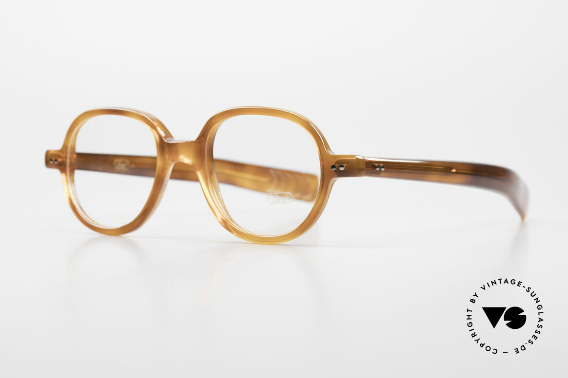 Lunor A50 Round Panto Acetate Glasses, roundish frame with a classic "light havana" coloring, Made for Men and Women
