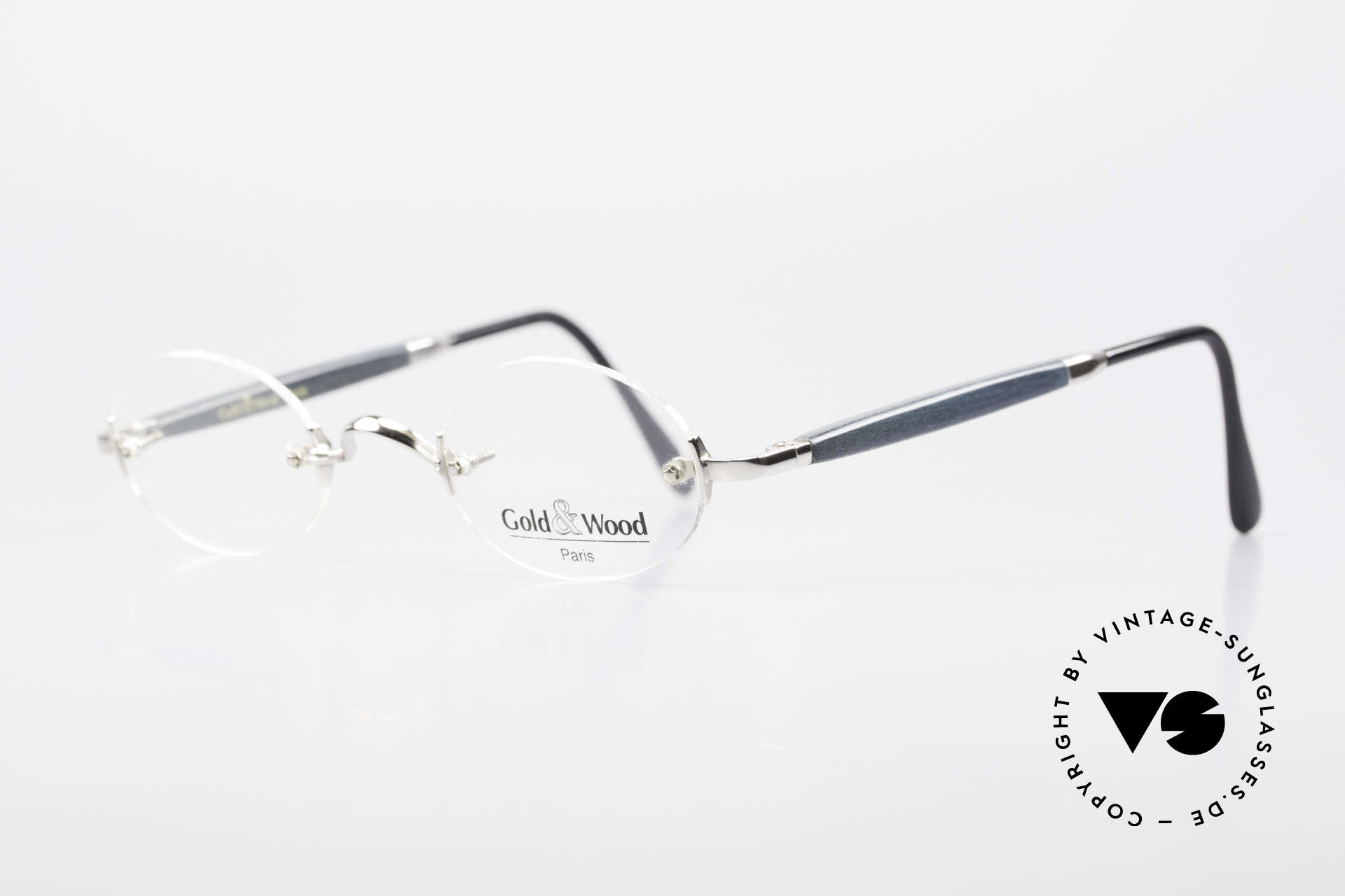 Gold & Wood 338 Luxury Rimless Specs Oval 90's, classic unisex model with flexible spring hinges, Made for Men and Women