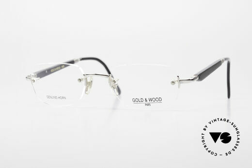 Gold & Wood 332 Genuine Horn Rimless Glasses Details