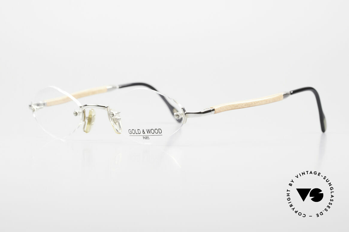 Gold & Wood S02 Luxury Rimless Spectacles, vintage unisex model with flexible spring hinges, Made for Men and Women