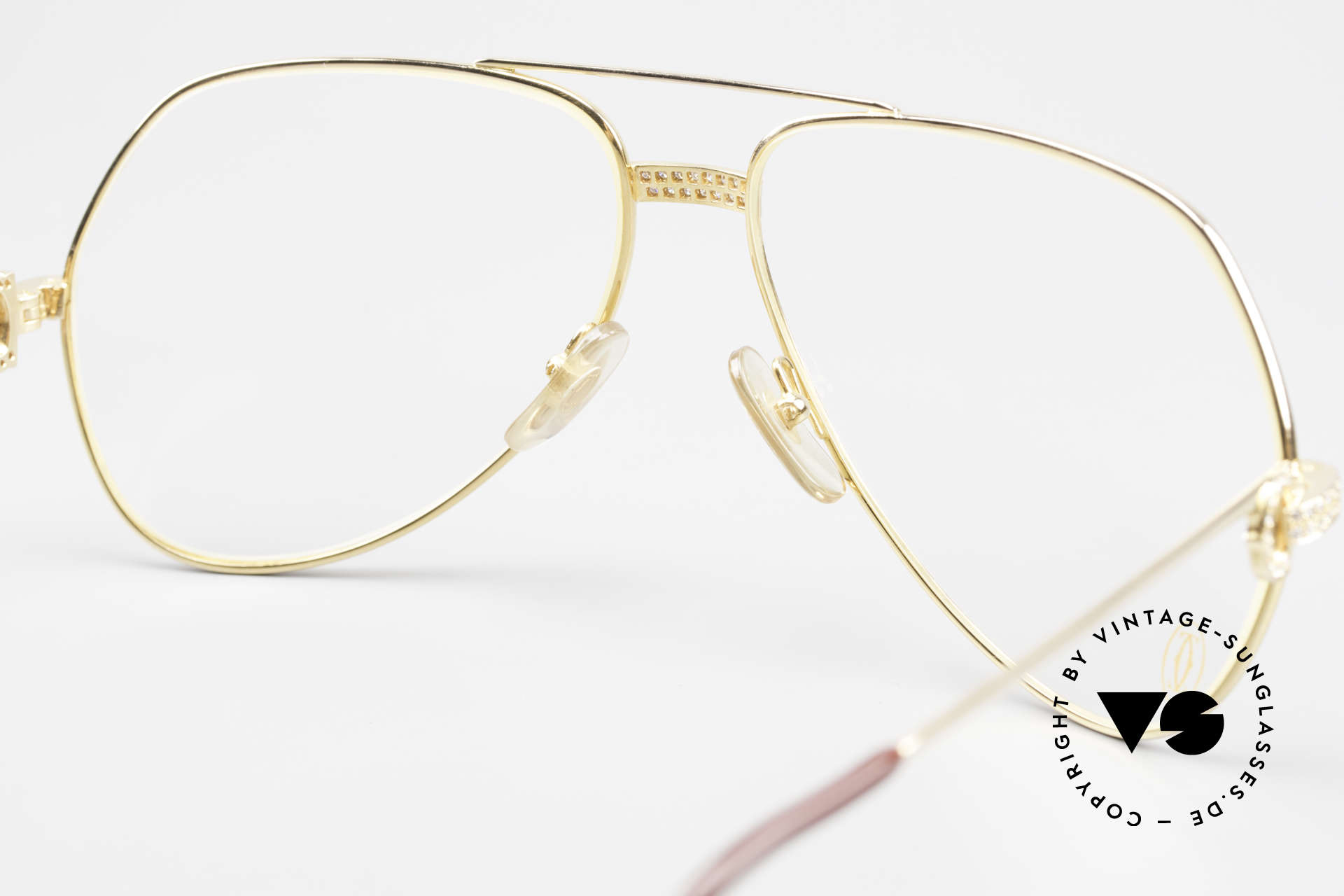 Cartier Grand Pavage Diamond Glasses Solid Gold, a precious, unworn ORIGINAL in LARGE size 62-14, 140, Made for Men