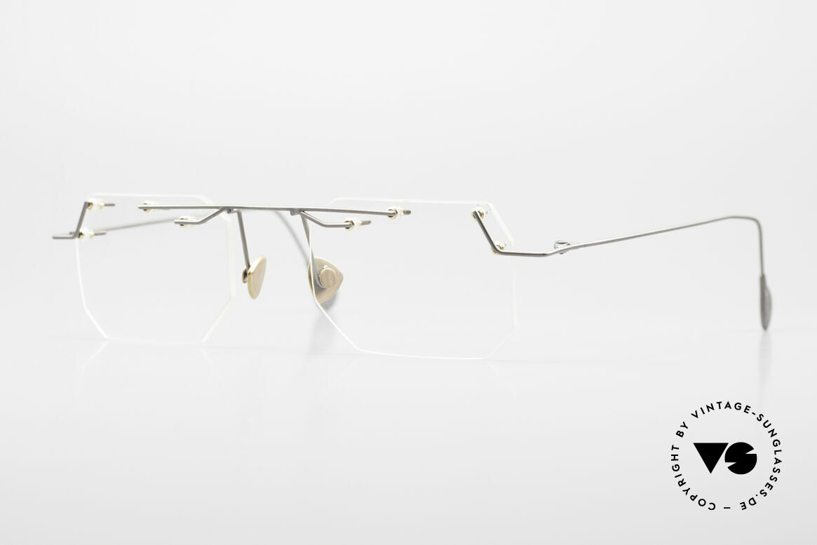 Paul Chiol 09 Artful Rimless Eyeglasses 90's, vintage 90's Paul Chiol designer eyeglass-frame, Made for Men and Women