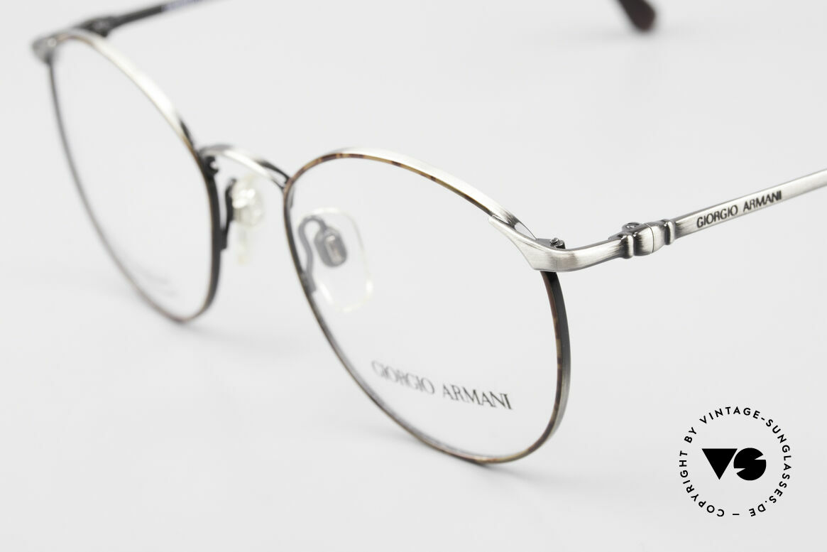 Giorgio Armani 132 Rare Old 90's Panto Eyeglasses, noble color combination of chestnut & antique-silver, Made for Men