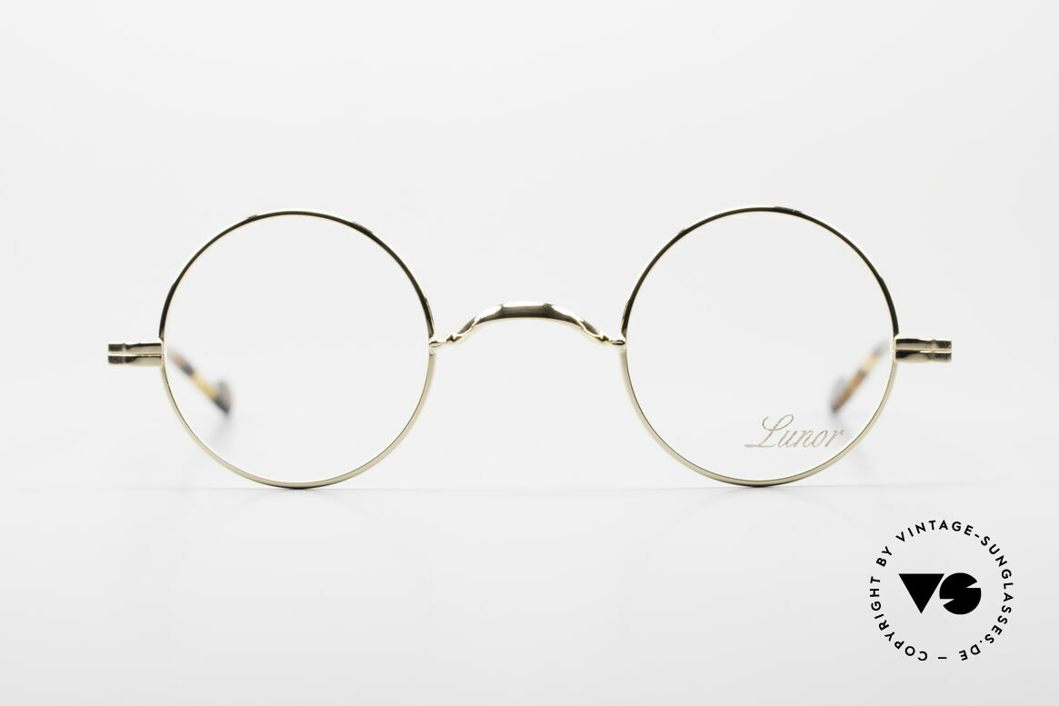 Lunor II A 12 Round Eyeglasses Gold Plated, round Lunor glasses of the Lunor II-A series (A = acetate), Made for Men and Women