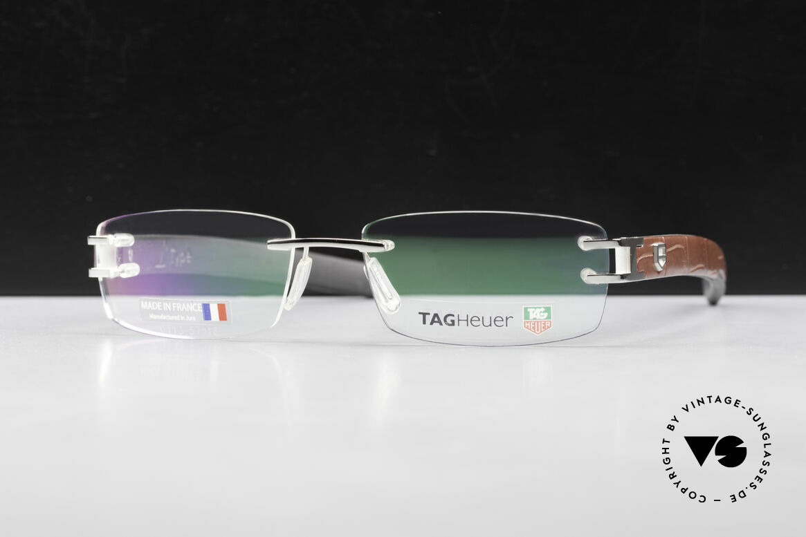Tag Heuer L-Type 0113 Alligator Leather Rimless Frame, Tag Heuer L-Type glasses, model 0113 in size 57-18, Made for Men