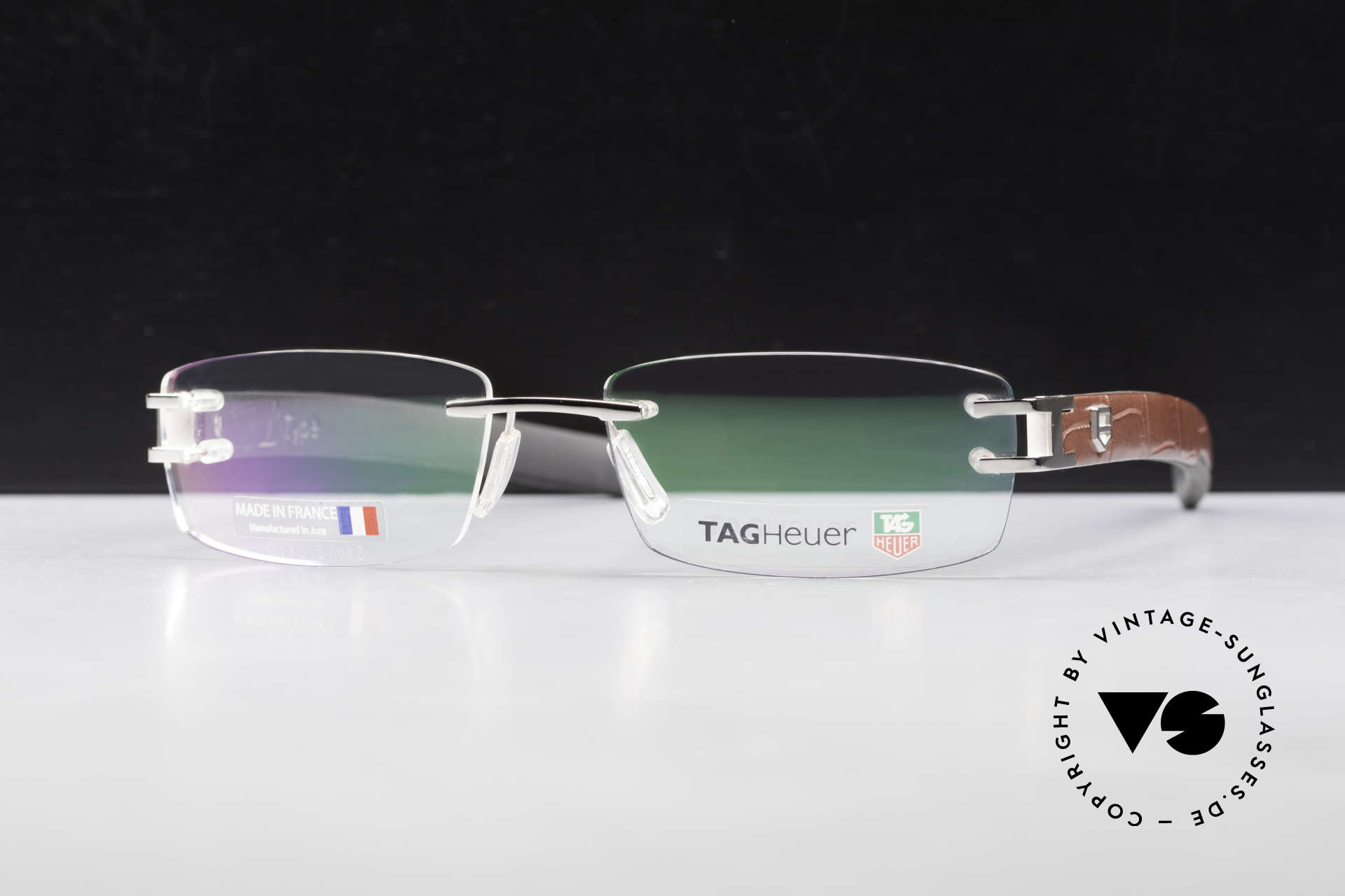 Tag Heuer L-Type 0113 Alligator Leather Rimless Frame, color-code 001 = precious Platinum-PLATED metal, Made for Men