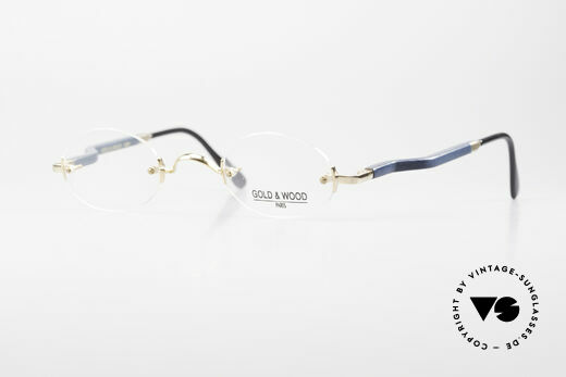 Gold & Wood 338 Oval 90's Luxury Rimless Specs Details