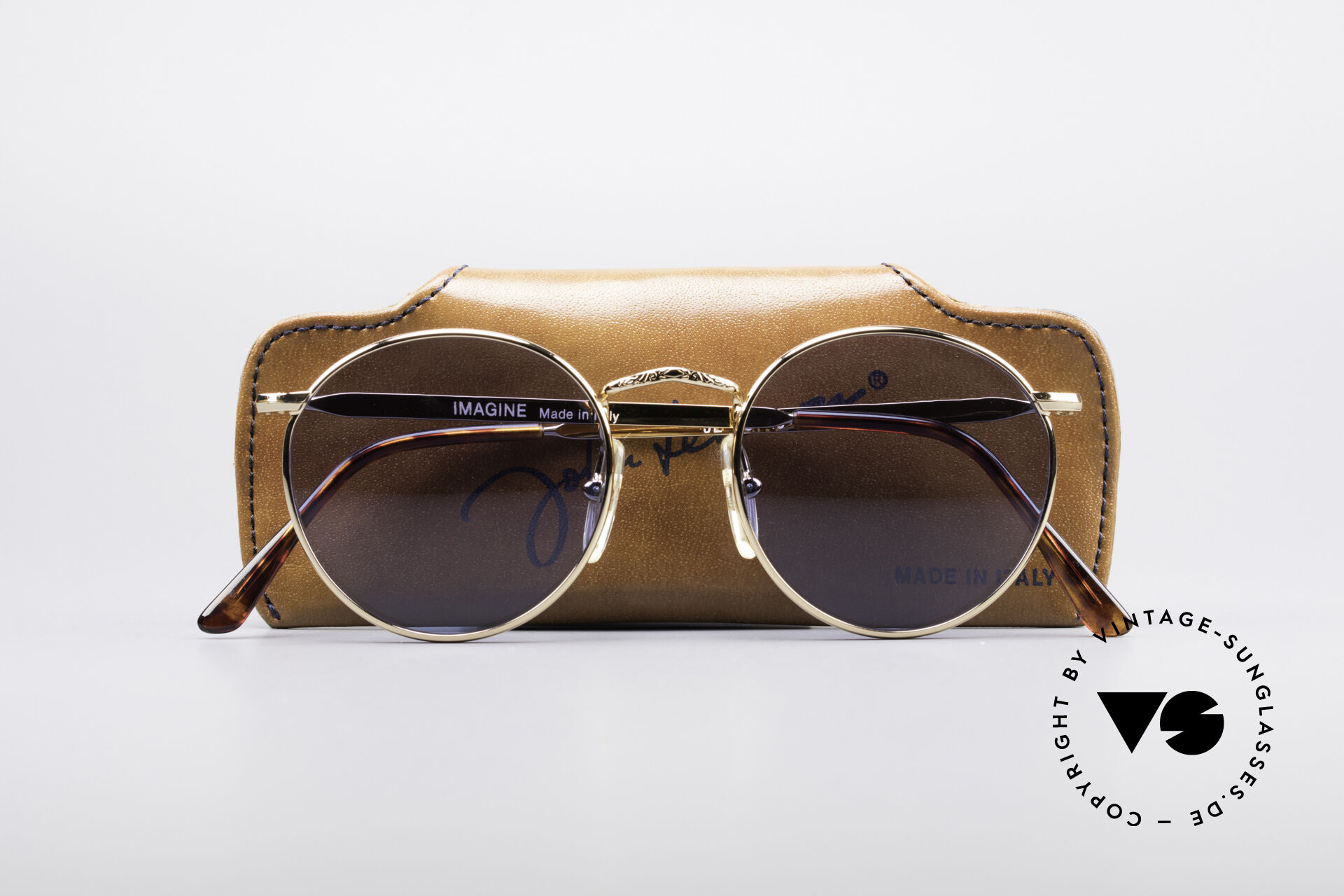 John Lennon Glasses Hippy 60's Vintage Retro Round Sunglasses & Clear Lens  Sunglasses - Orange Flash Yellow -