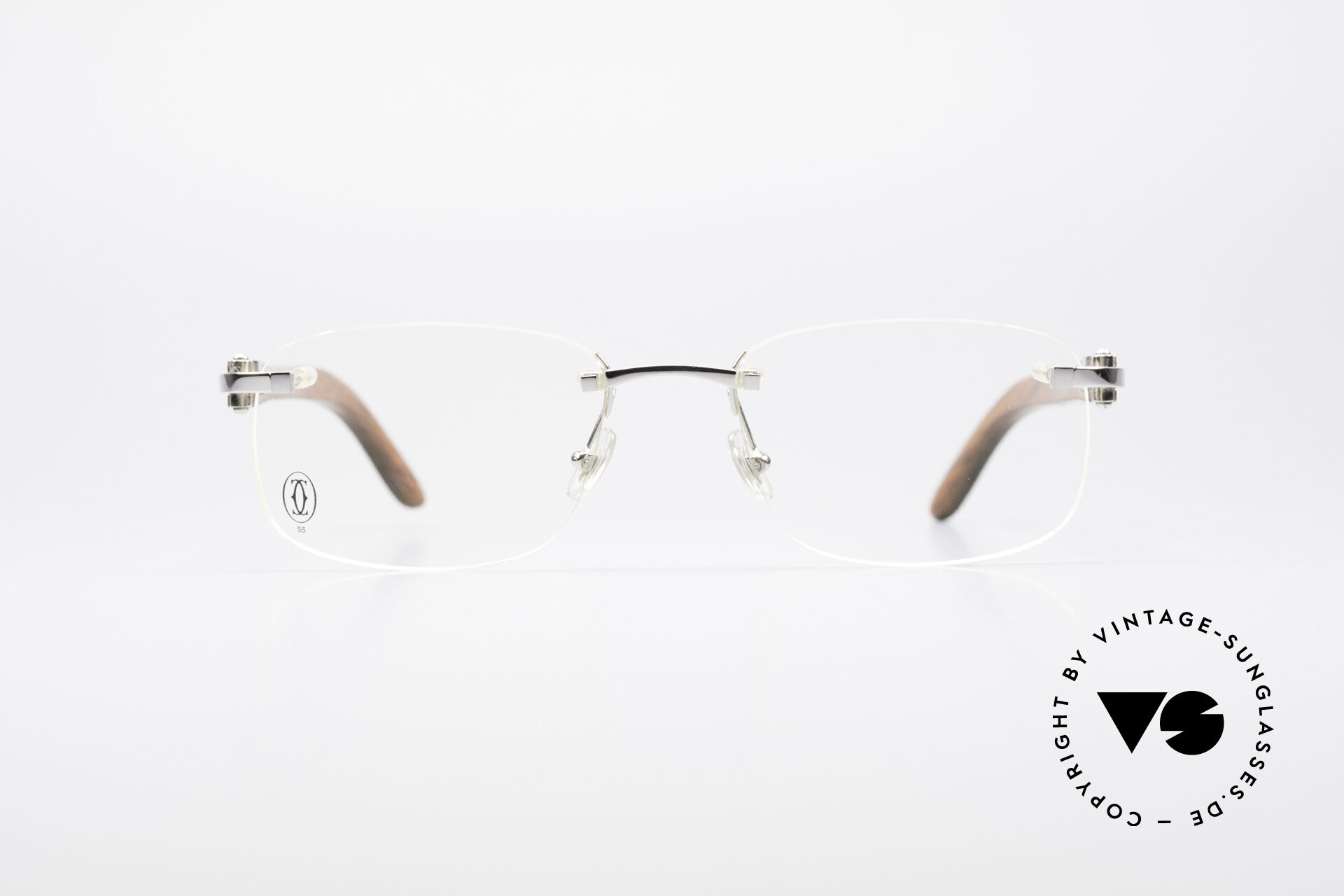 Cartier rimless wood frame glasses on sale